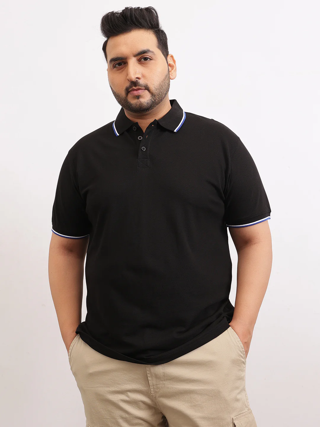 Cotton Tipping Plus size polo T-shirt - Image 7