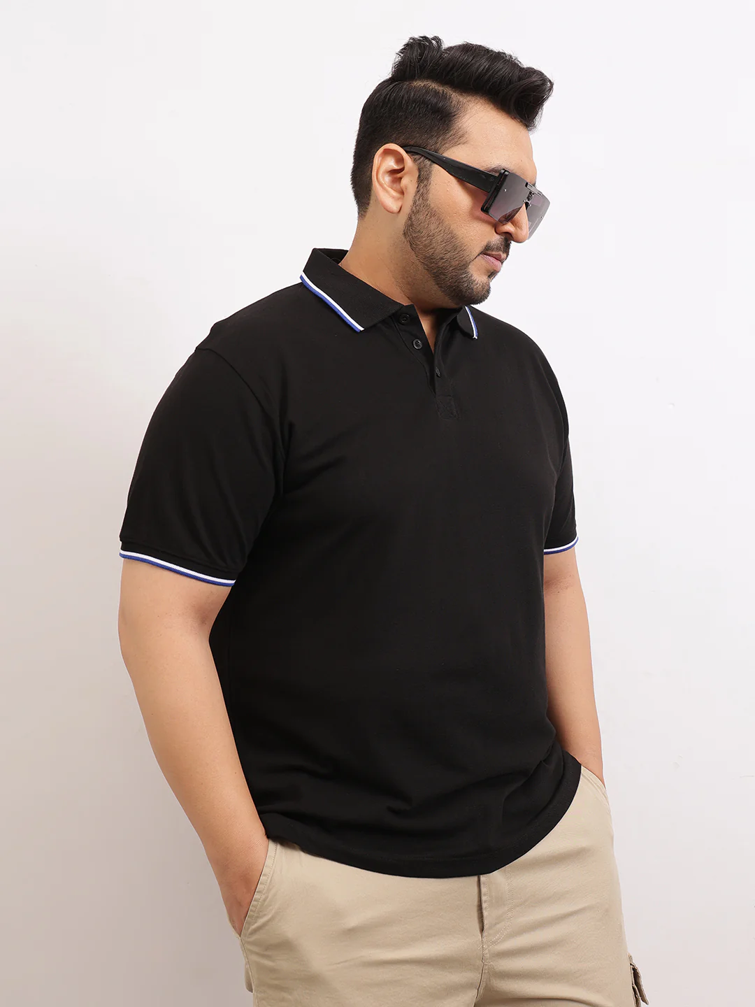 Cotton Tipping Plus size polo T-shirt - Image 8