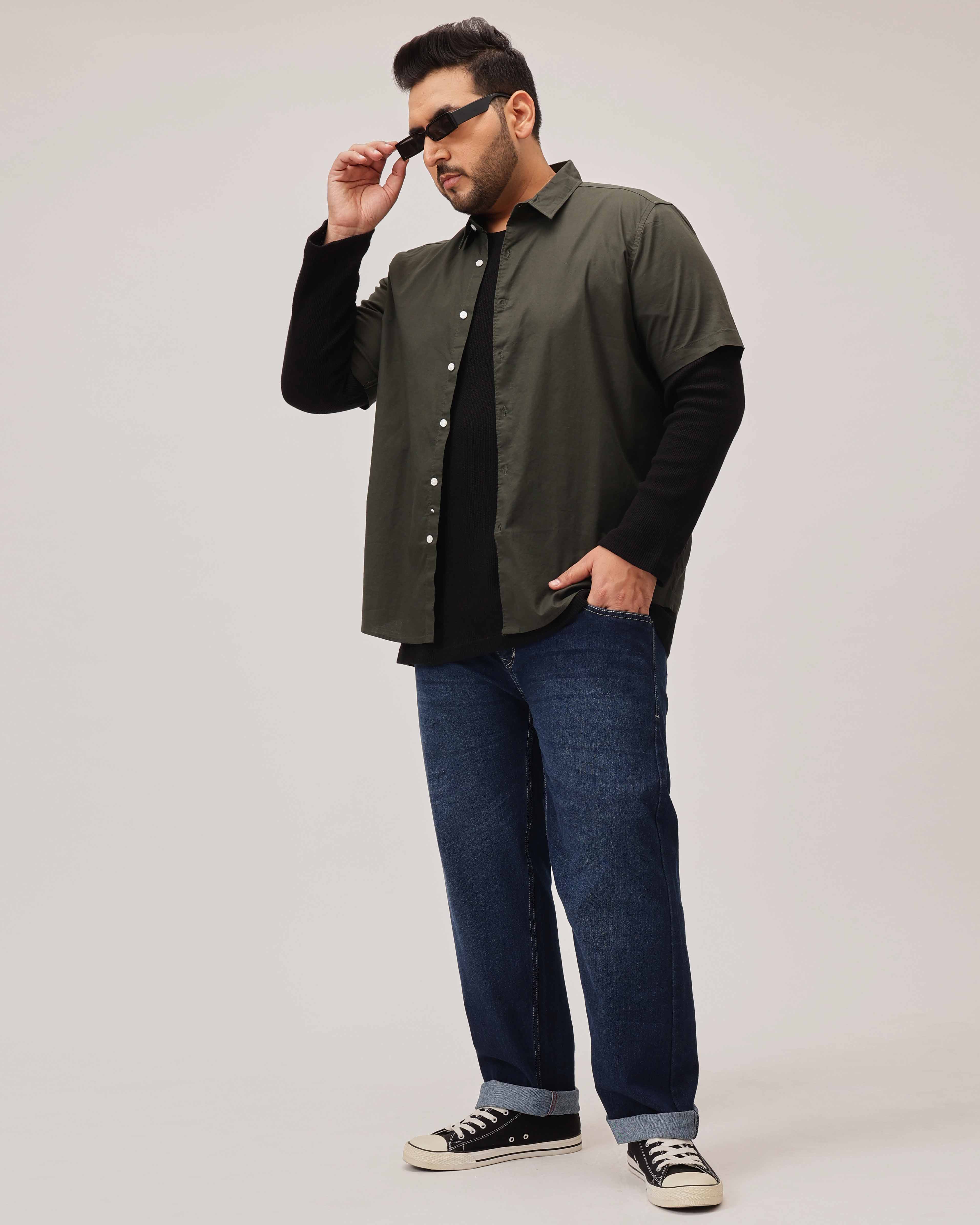 Dark Blue Strectable Cotton Plus Size Jeans - Image 2