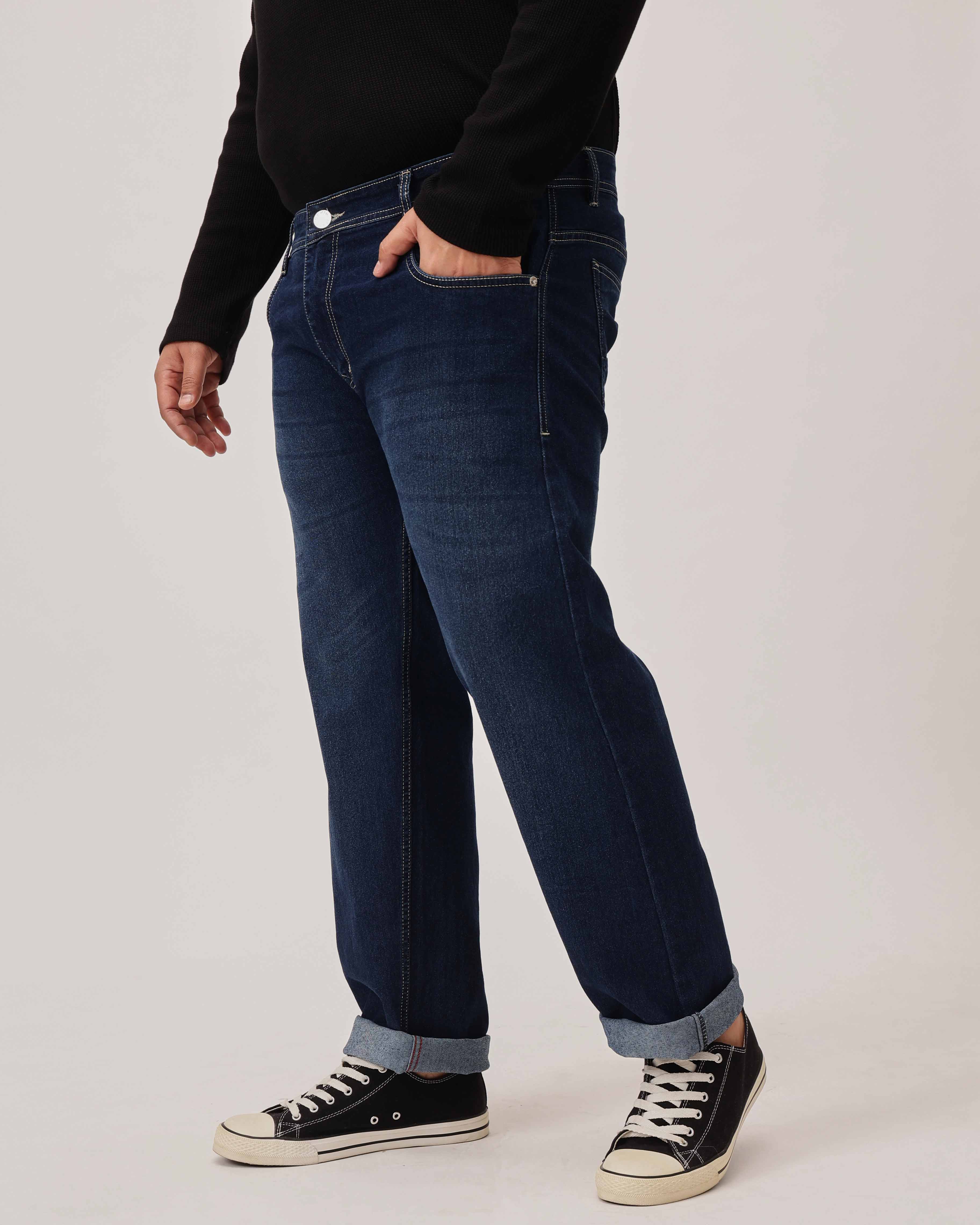 Dark Blue Strectable Cotton Plus Size Jeans - Image 4