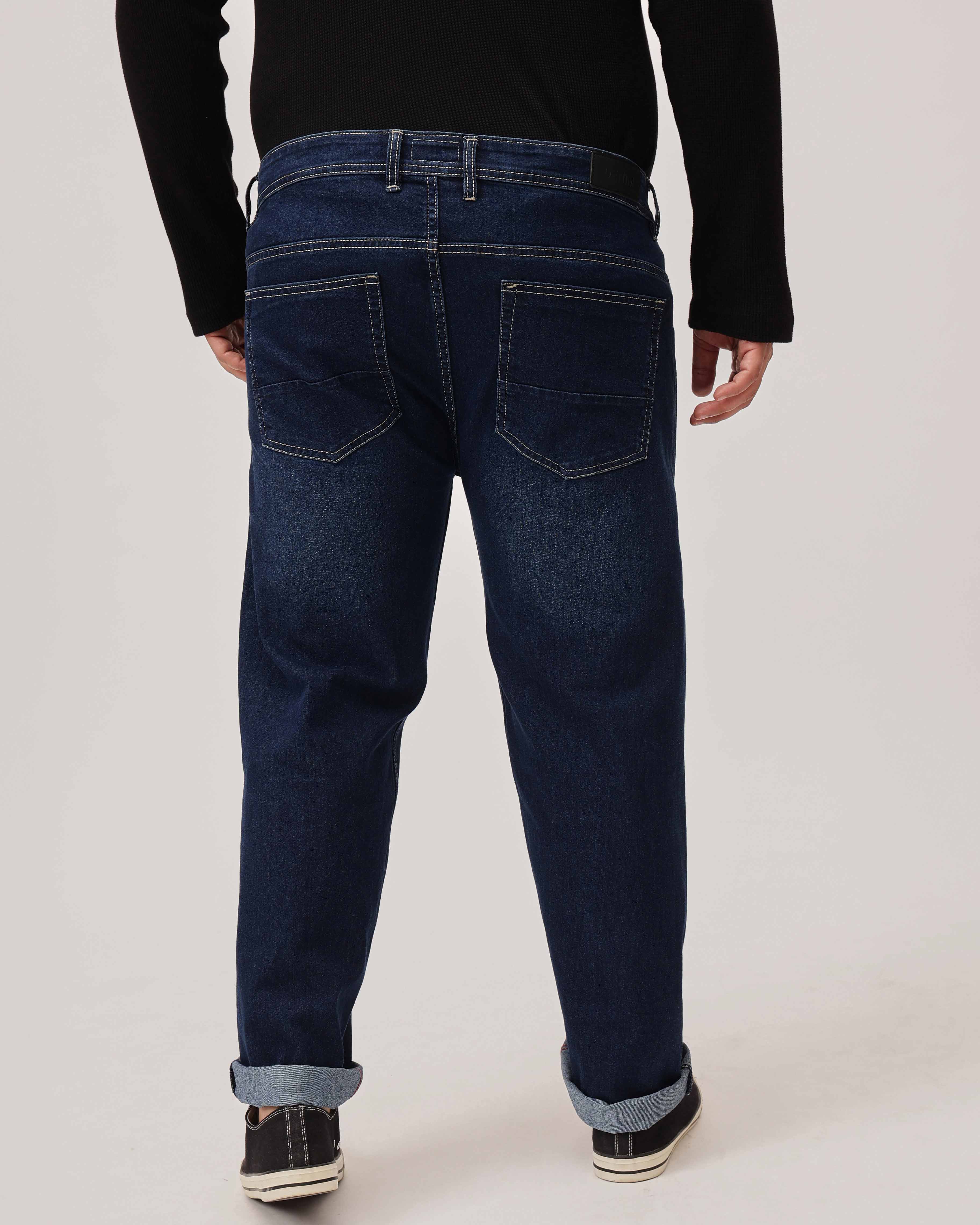 Dark Blue Strectable Cotton Plus Size Jeans - Image 5