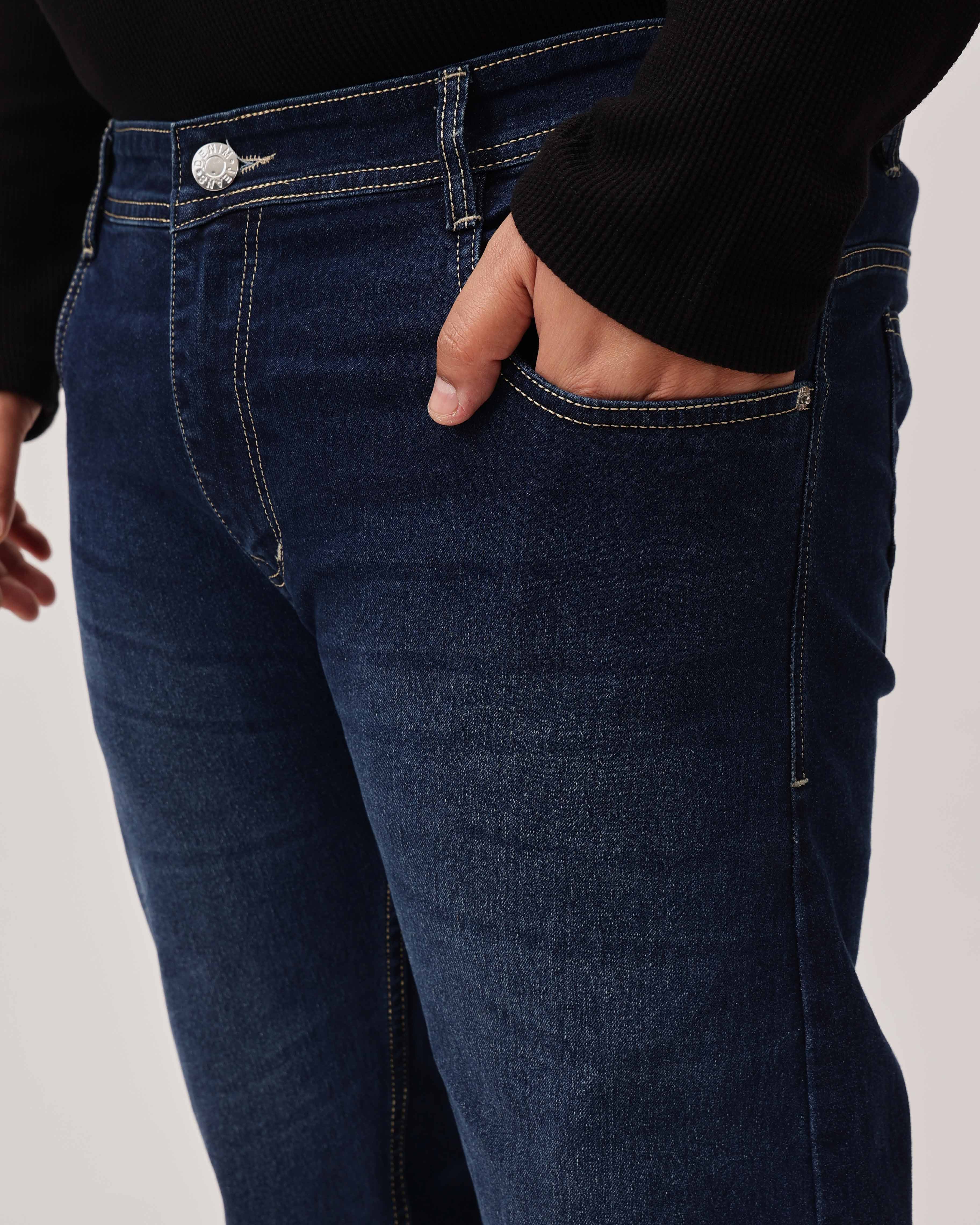 Dark Blue Strectable Cotton Plus Size Jeans - Image 6