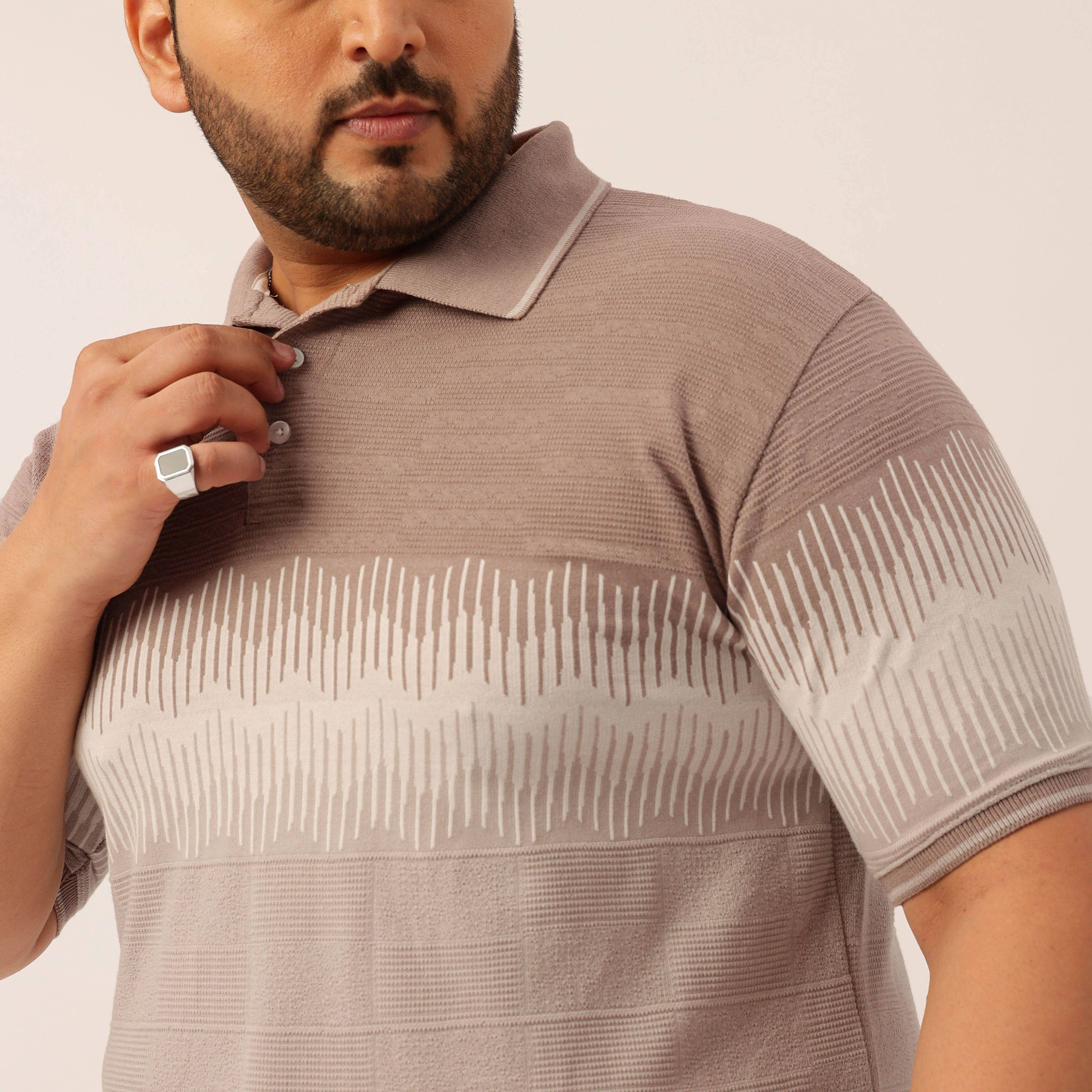 Doeskin Jacquard Knitted Polo T-shirt - Image 2