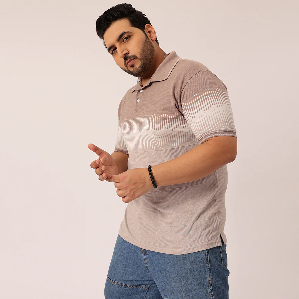 Doeskin Jacquard Knitted Polo T-shirt - Image 3
