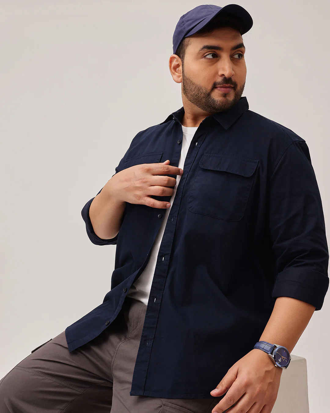 Double  pocket Plus Size Overshirt - Image 10