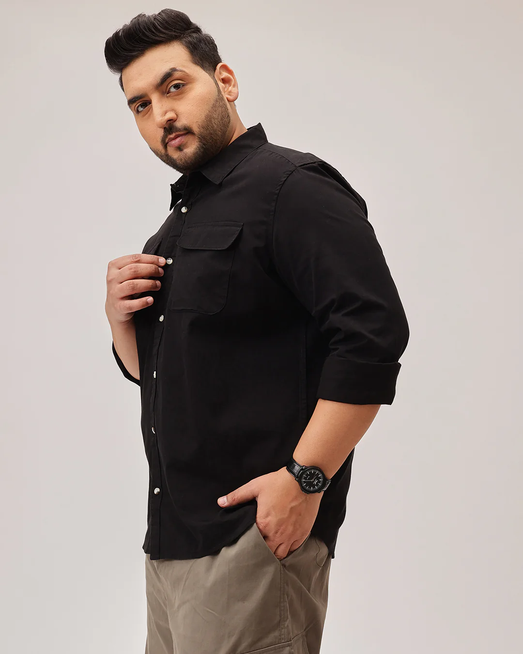 Double  pocket Plus Size Overshirt - Image 16