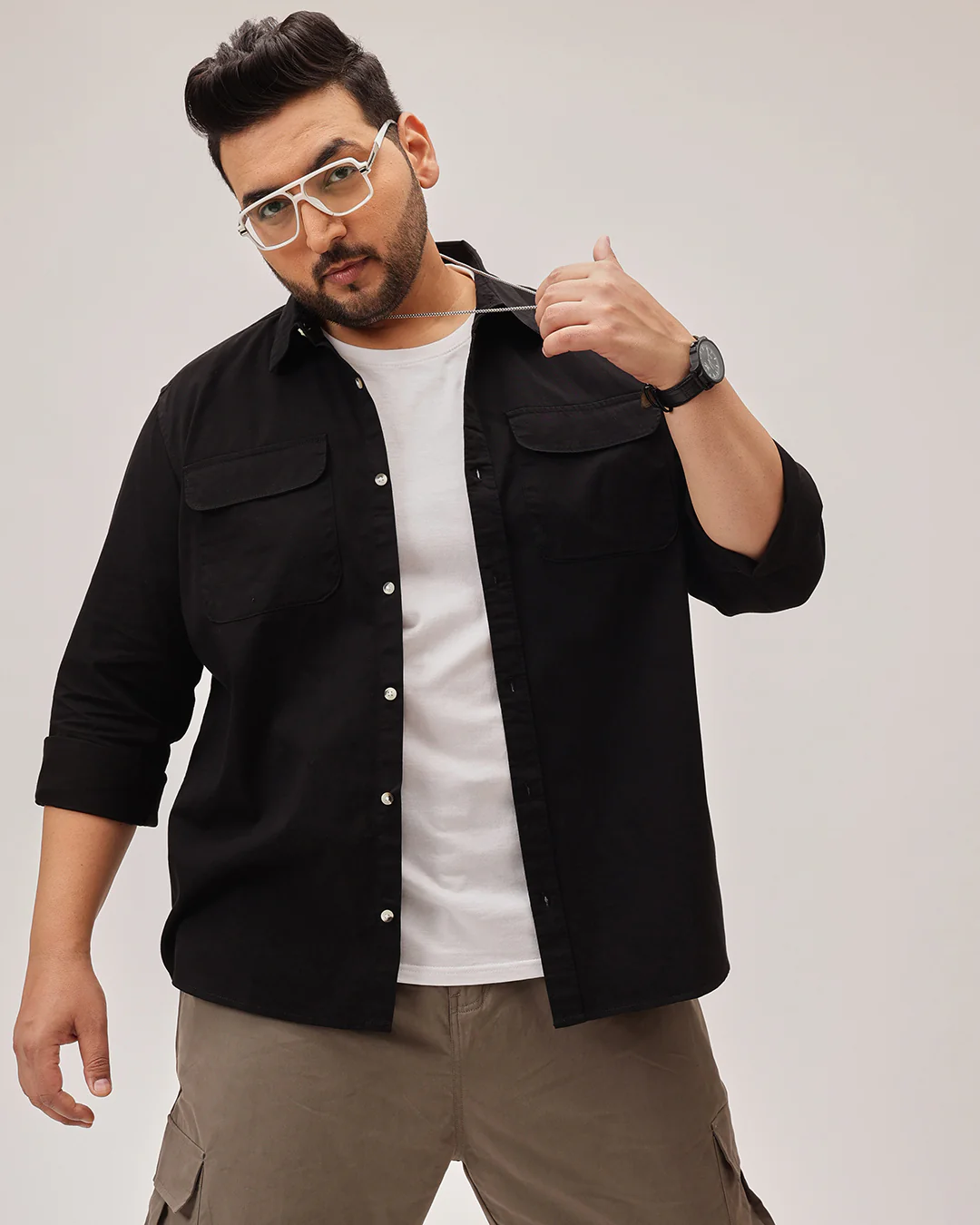 Double  pocket Plus Size Overshirt - Image 19