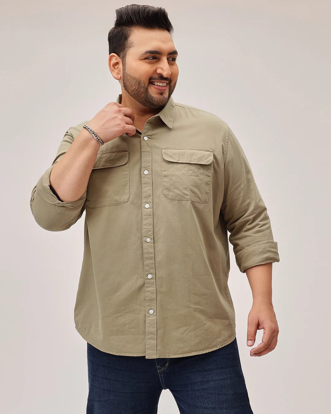 Double  pocket Plus Size Overshirt - Image 26