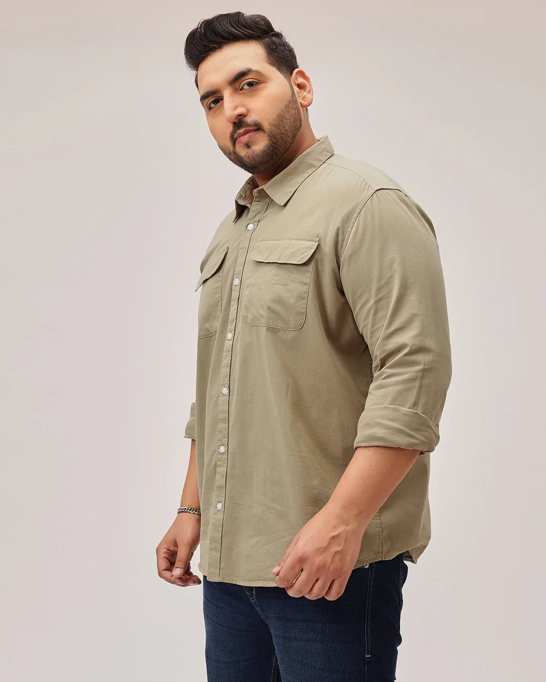 Double  pocket Plus Size Overshirt - Image 27
