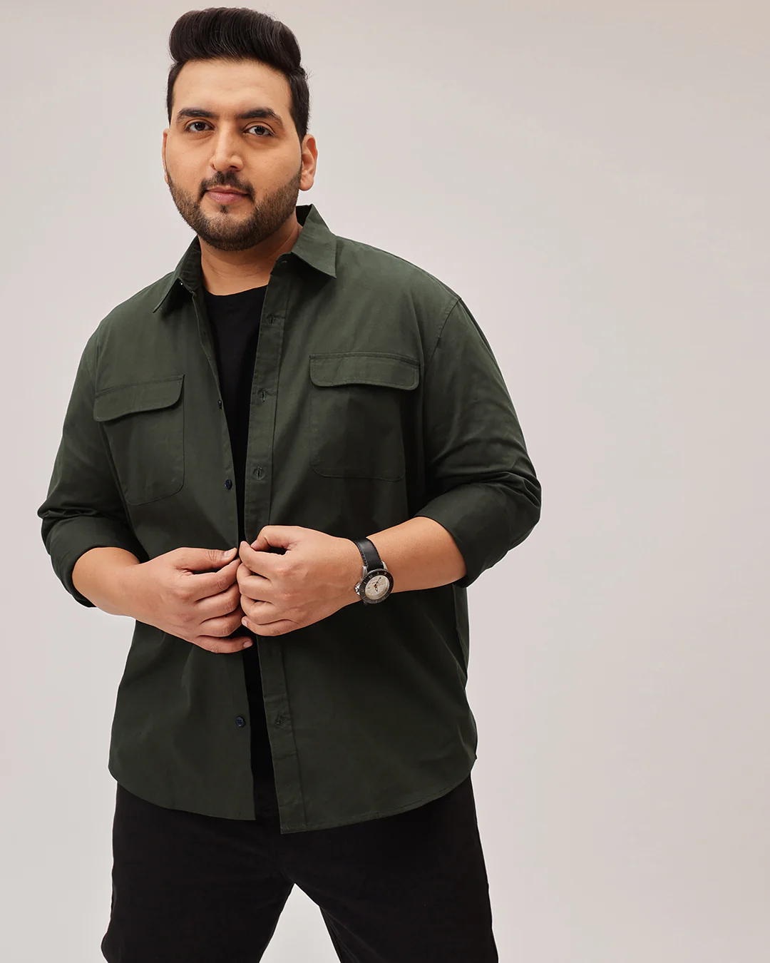 Double  pocket Plus Size Overshirt - Image 3