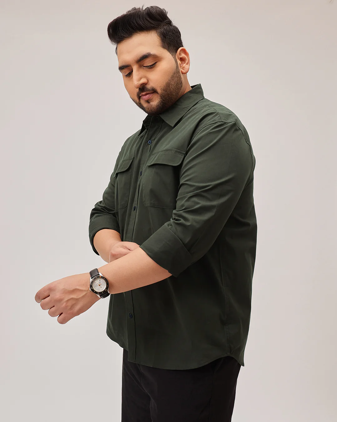 Double  pocket Plus Size Overshirt - Image 4