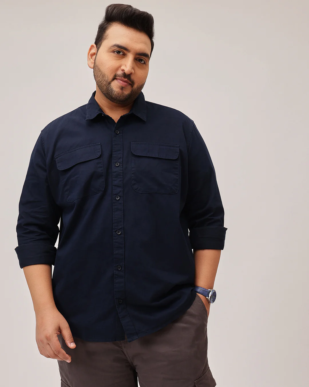 Double  pocket Plus Size Overshirt - Image 8