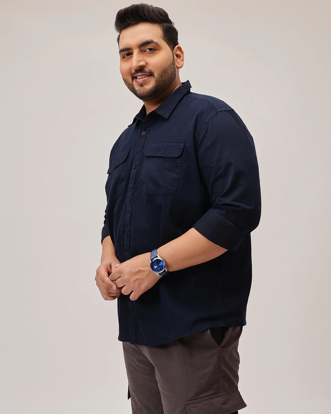 Double  pocket Plus Size Overshirt - Image 9