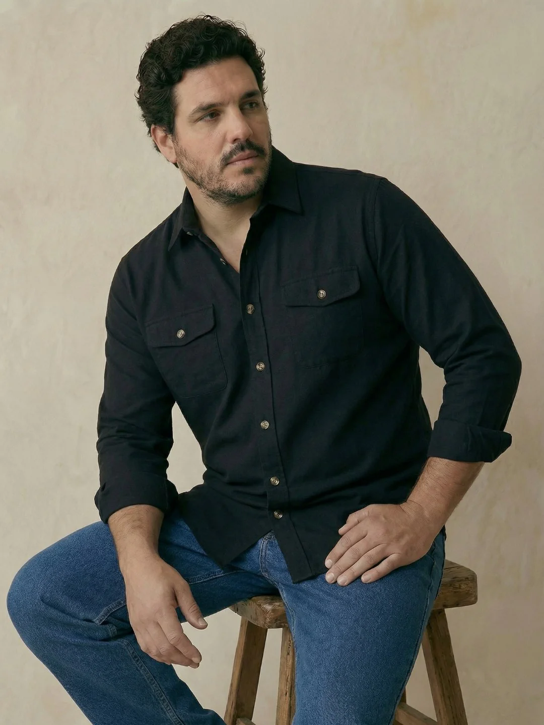 Double Pocket Poplin Solid Plus Size Shirt - Image 10