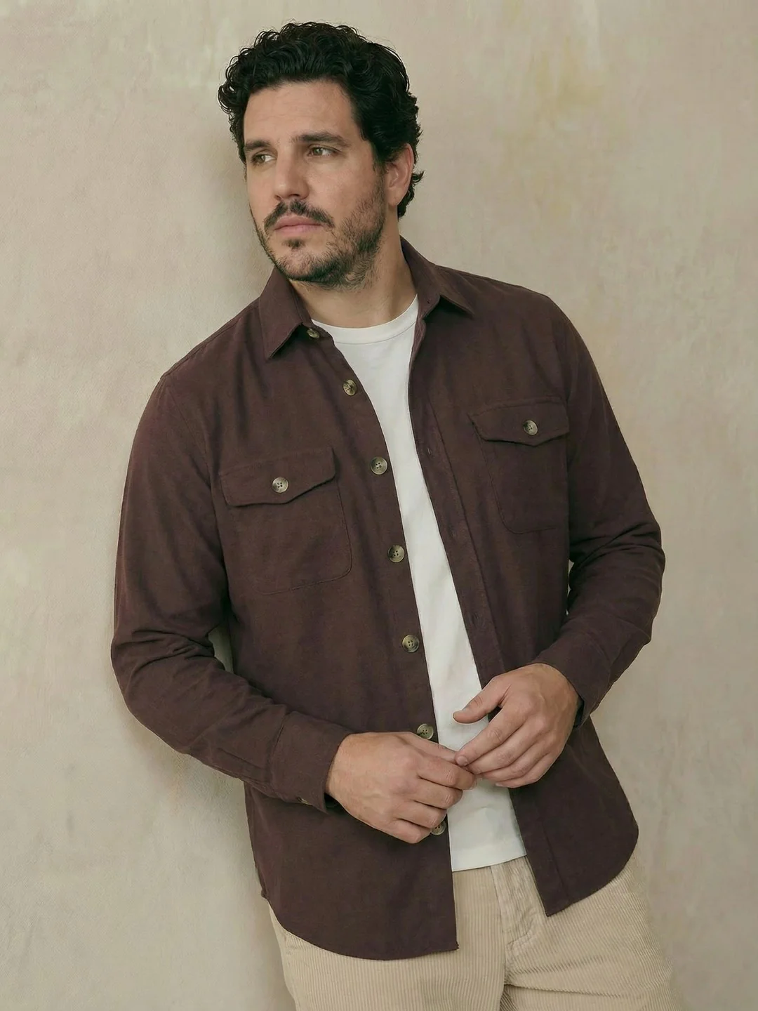 Double Pocket Poplin Solid Plus Size Shirt - Image 13