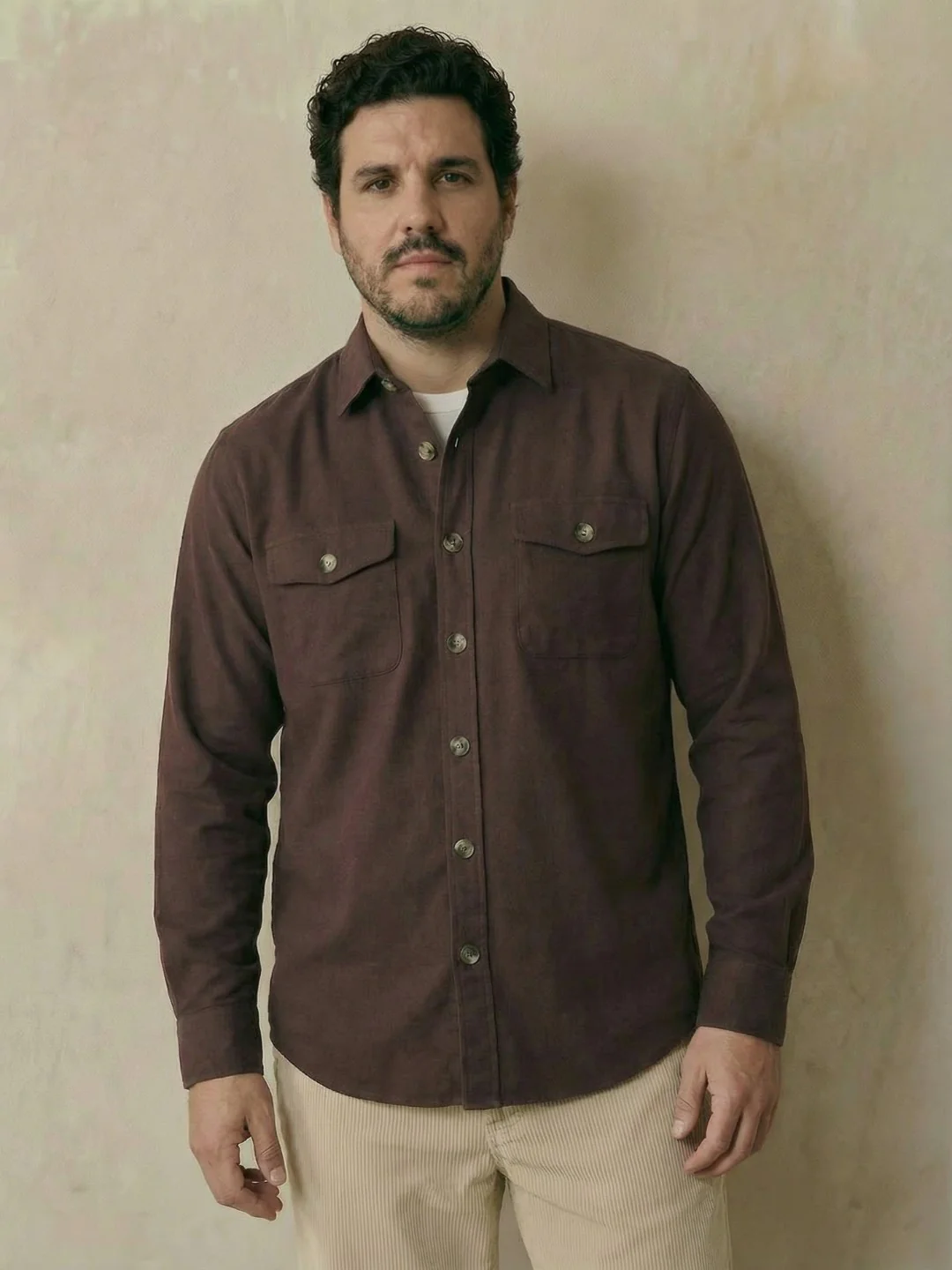 Double Pocket Poplin Solid Plus Size Shirt - Image 14