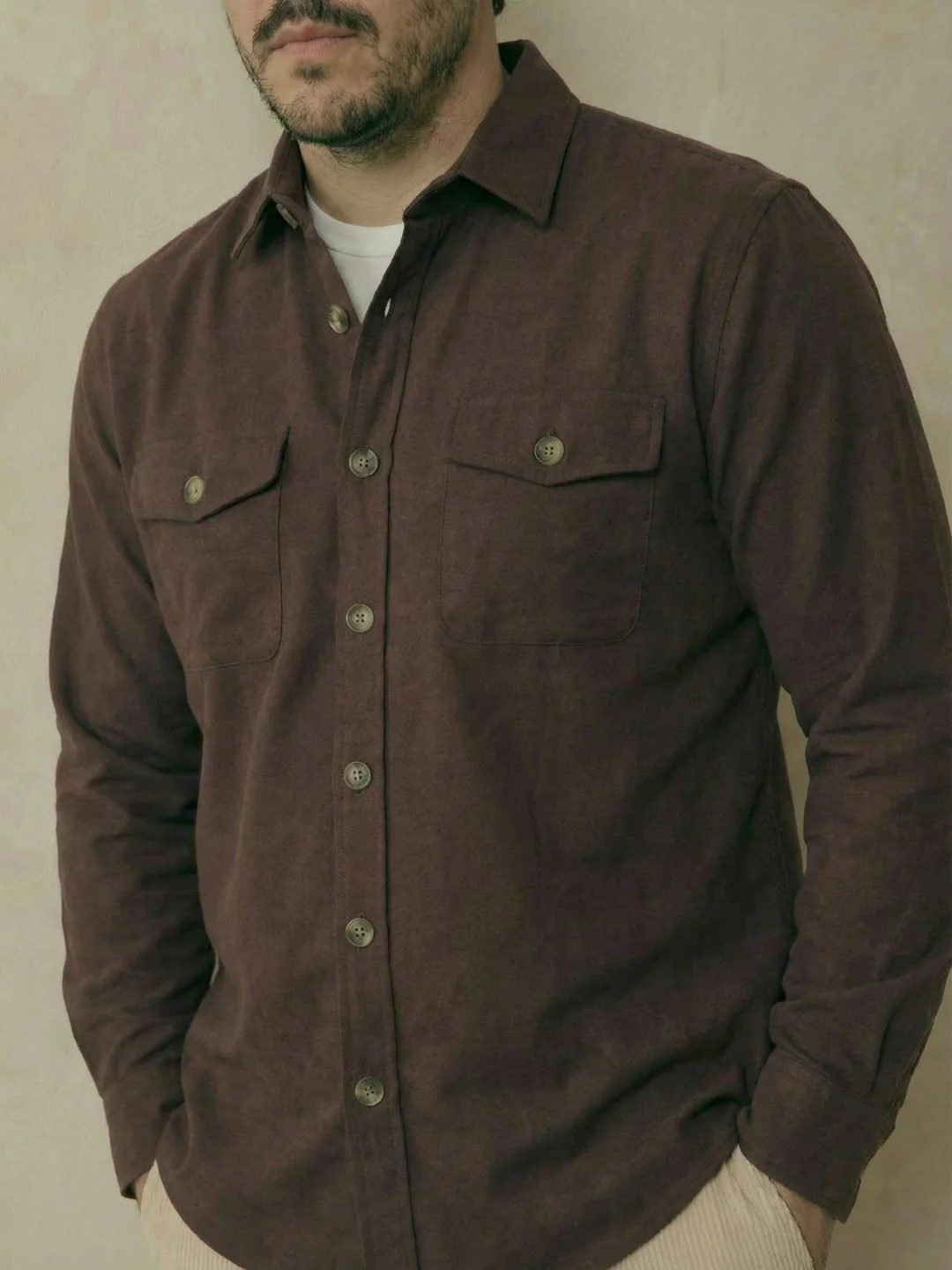 Double Pocket Poplin Solid Plus Size Shirt - Image 15