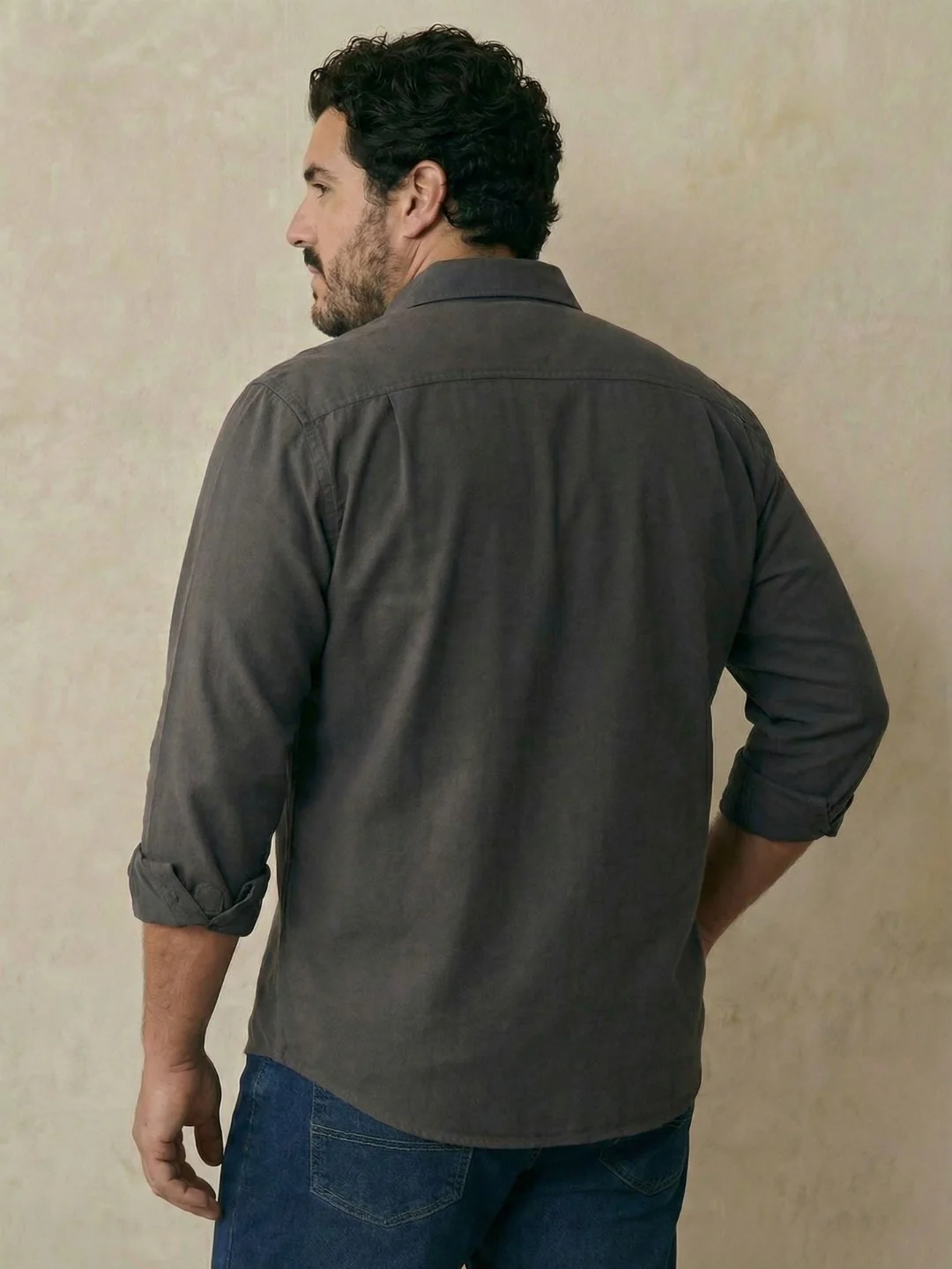 Double Pocket Poplin Solid Plus Size Shirt - Image 25
