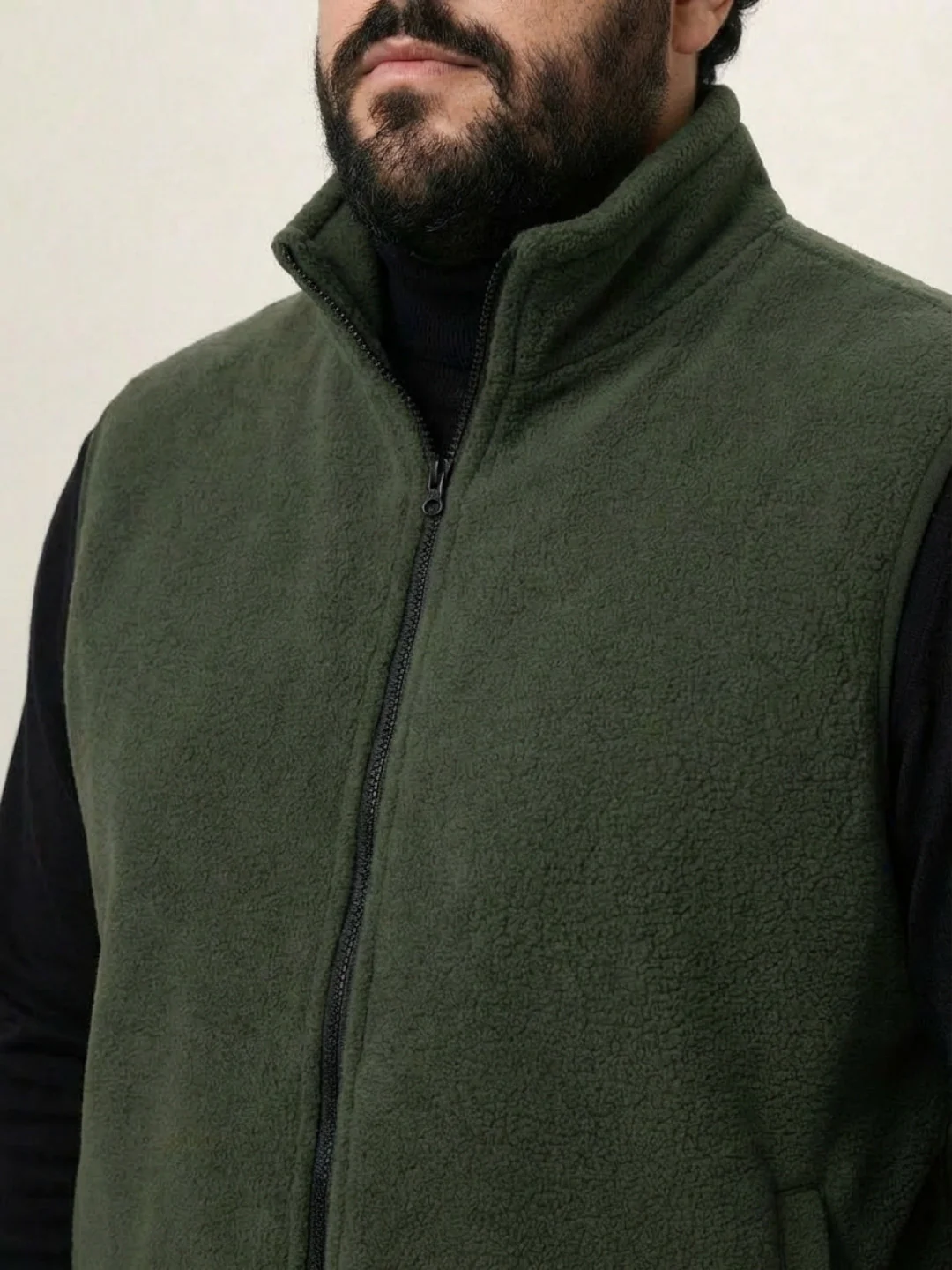 Fleece Half  Heavy Weight Plus size Zipper Jacket - Image 7