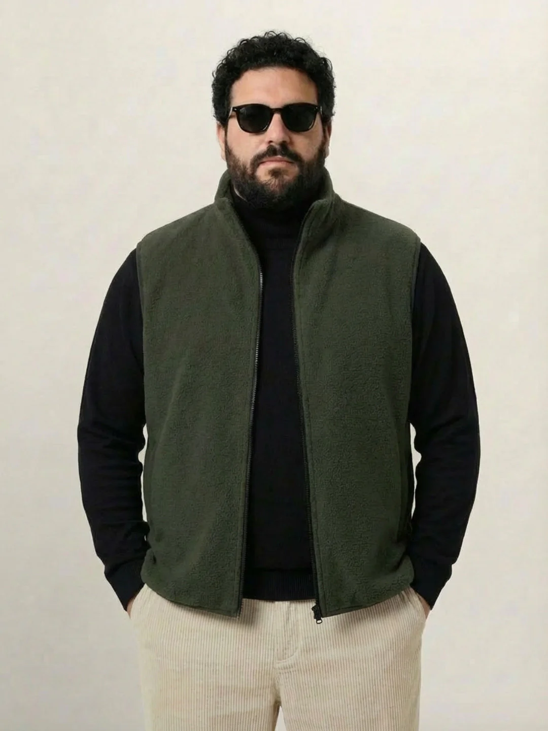 Fleece Half  Heavy Weight Plus size Zipper Jacket - Image 8