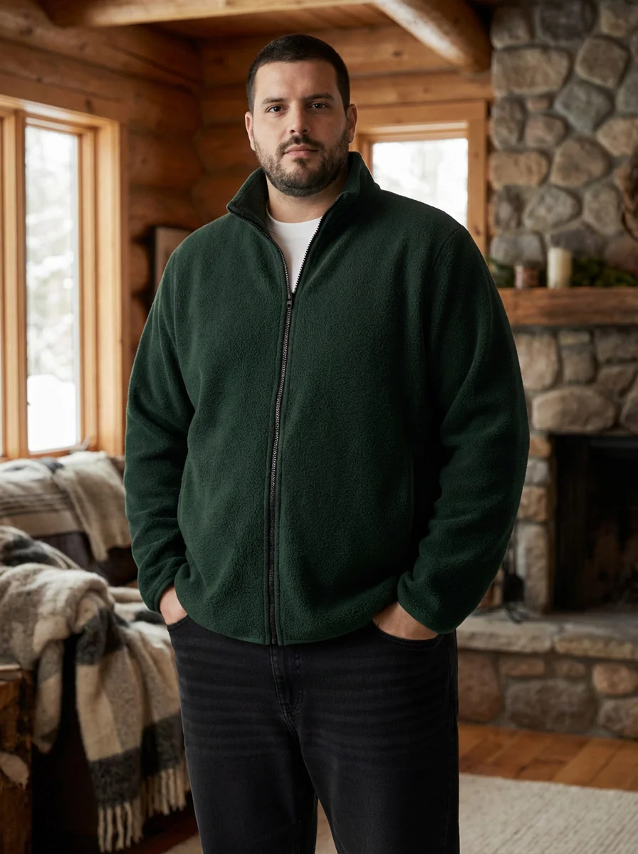 Fleece Heavy Weight Plus size Zipper Jacket - Image 5