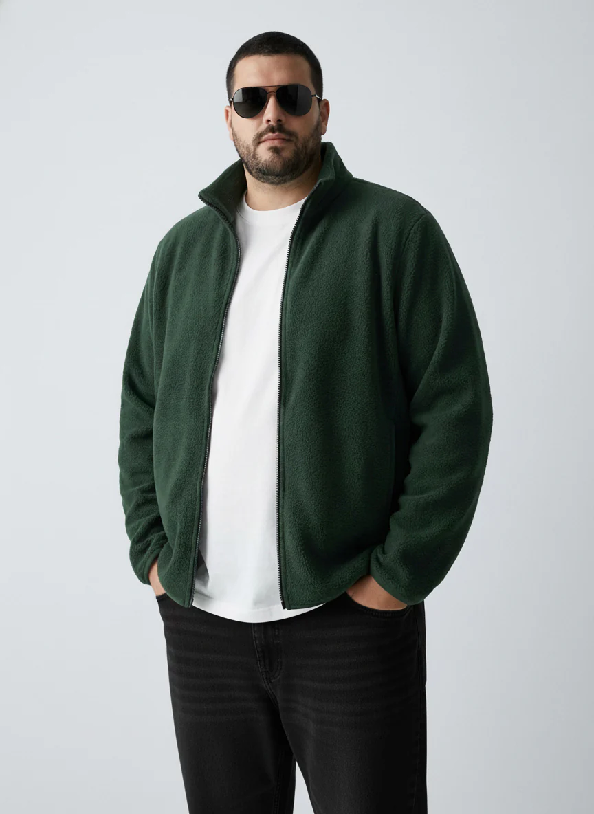 Fleece Heavy Weight Plus size Zipper Jacket - Image 6