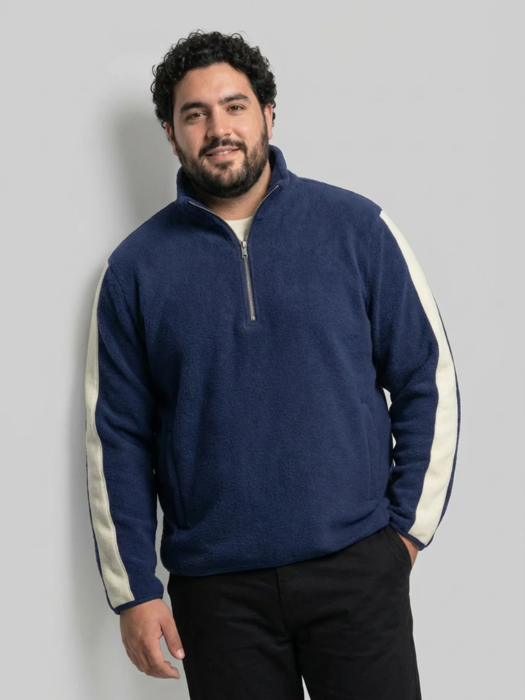 Fleece Warm Quarter-Zip Sweatshirt Plus Size Men - Image 2