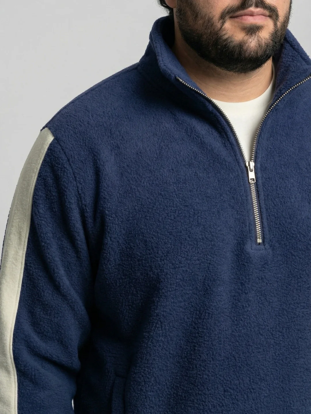 Fleece Warm Quarter-Zip Sweatshirt Plus Size Men - Image 3