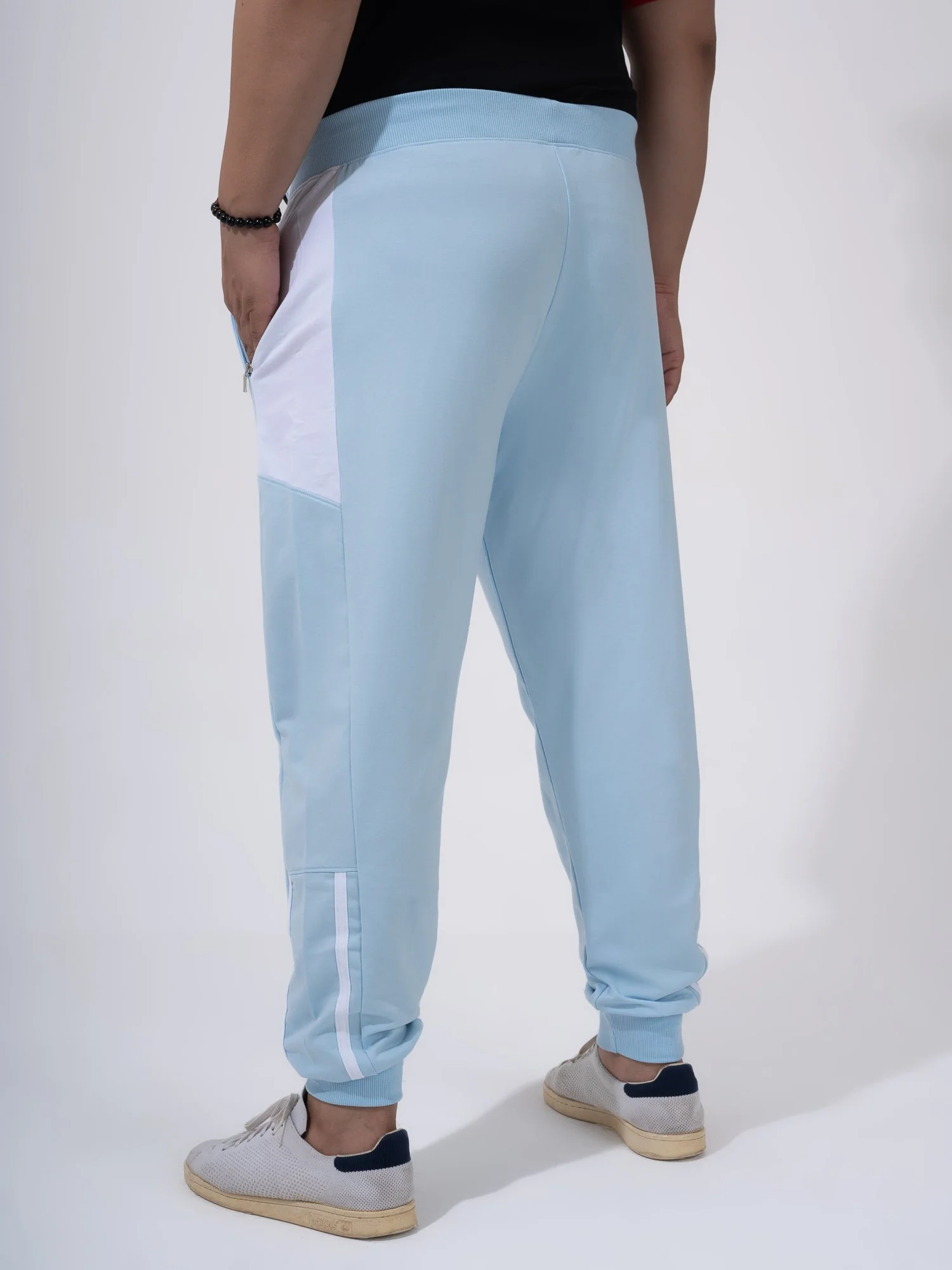 Ice Blue Color Block Plus Size Jogger - Image 5