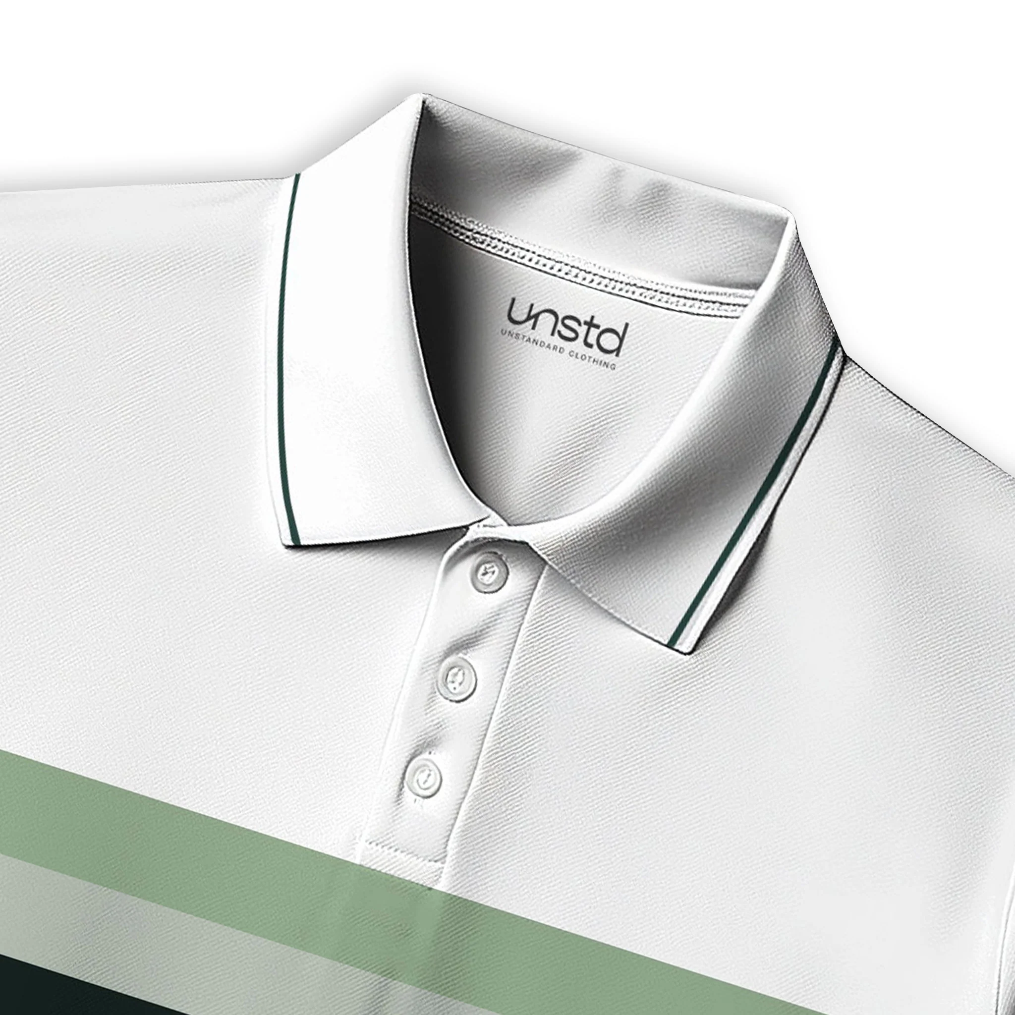 Forrest Green Stripe Polo T-shirt - Image 2