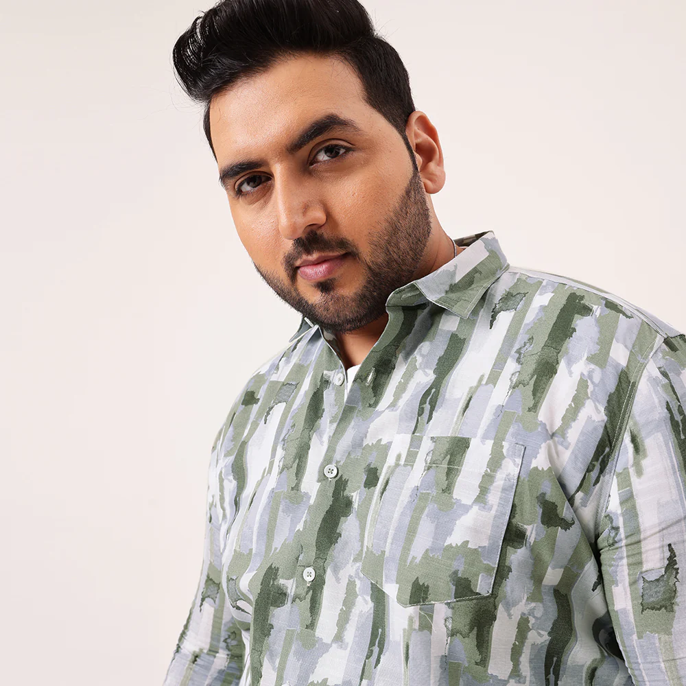 Green Block Color Cotton Lee Shirt - Image 4