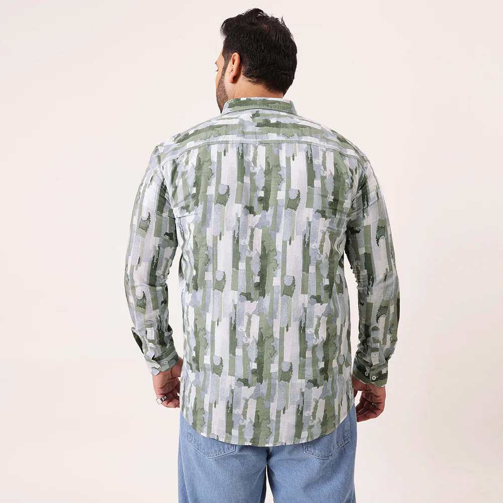 Green Block Color Cotton Lee Shirt - Image 5
