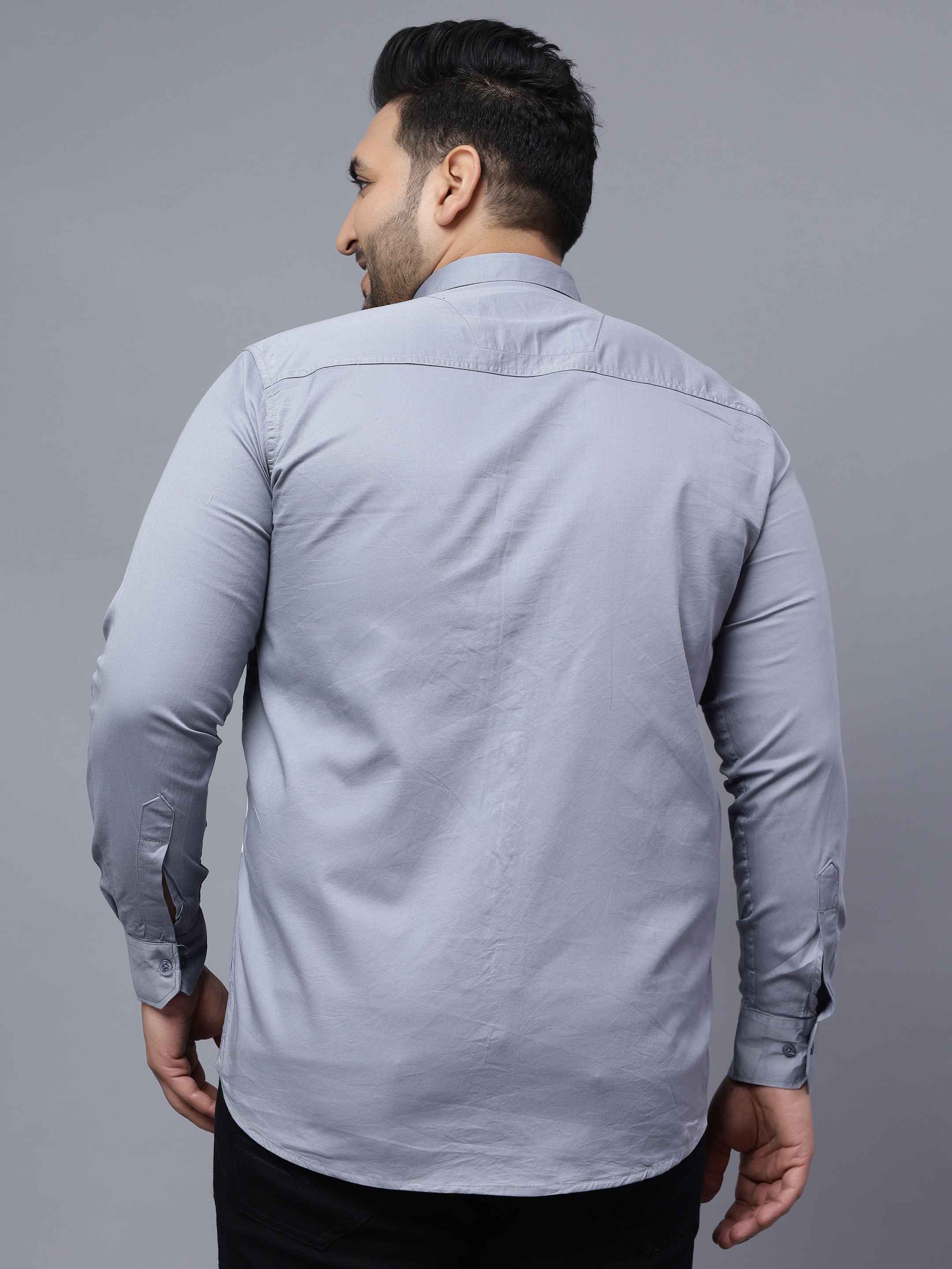 Grey White Maroon Cut n Sew Plus Size Shirt - Image 5