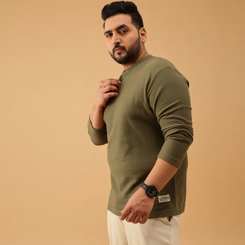 Henley Textured Premium Full Sleeve Tee - Image 4