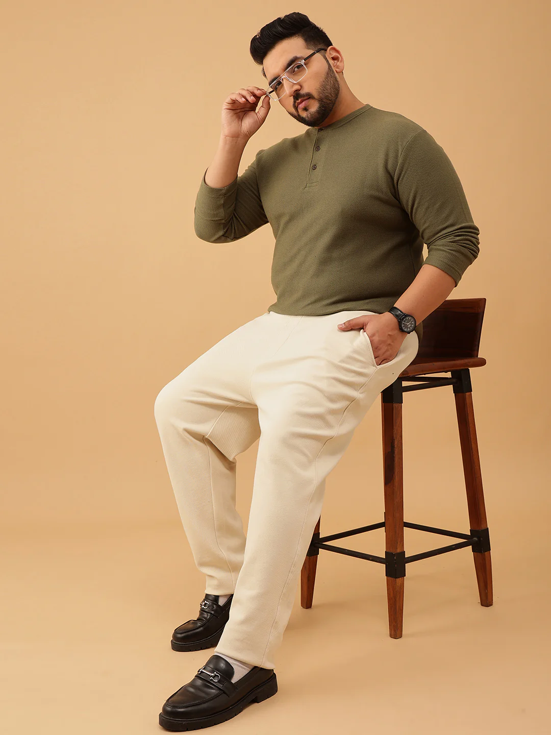 Henley Textured Premium Full Sleeve Tee - Image 7