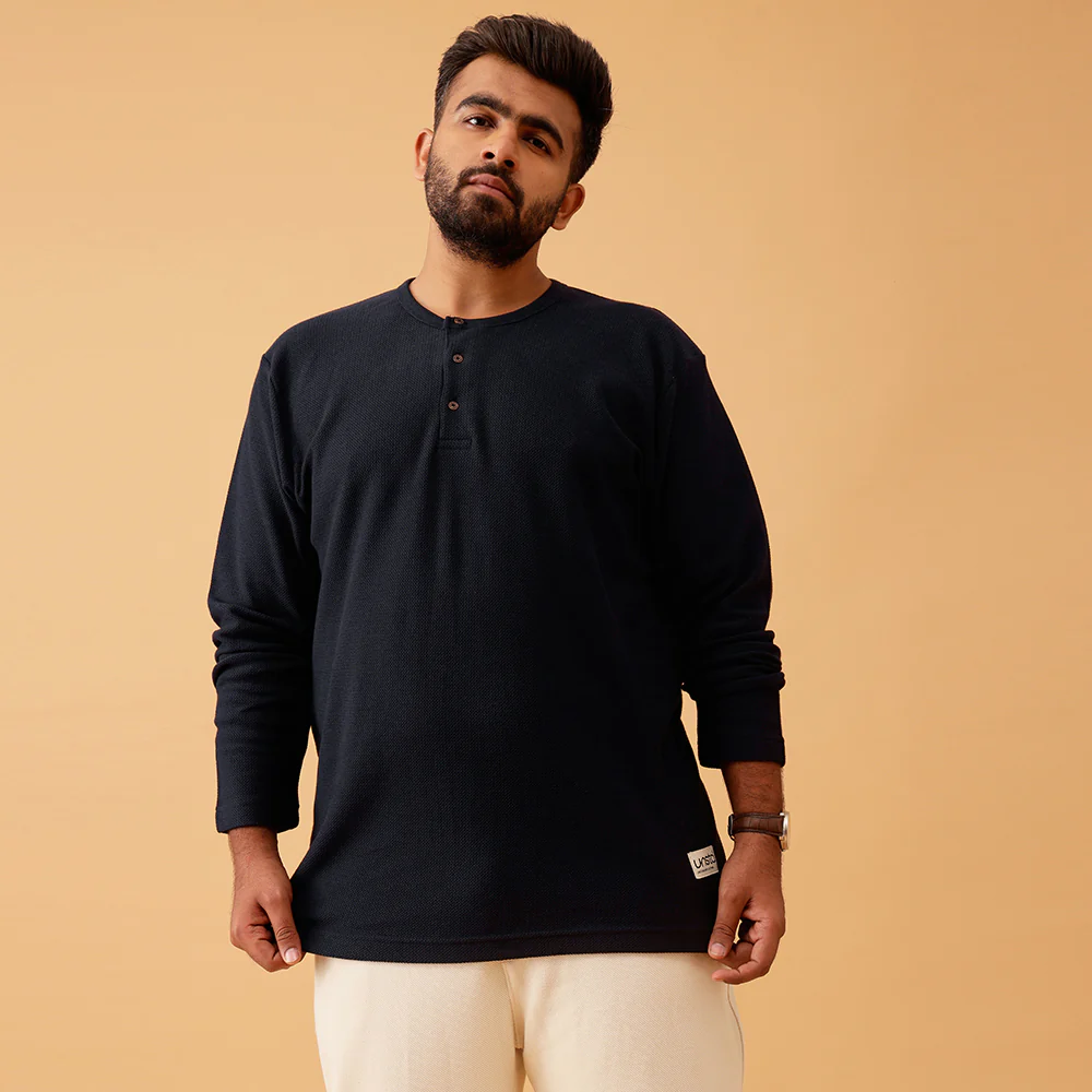 Henley Textured Premium Full Sleeve Tee - Image 9