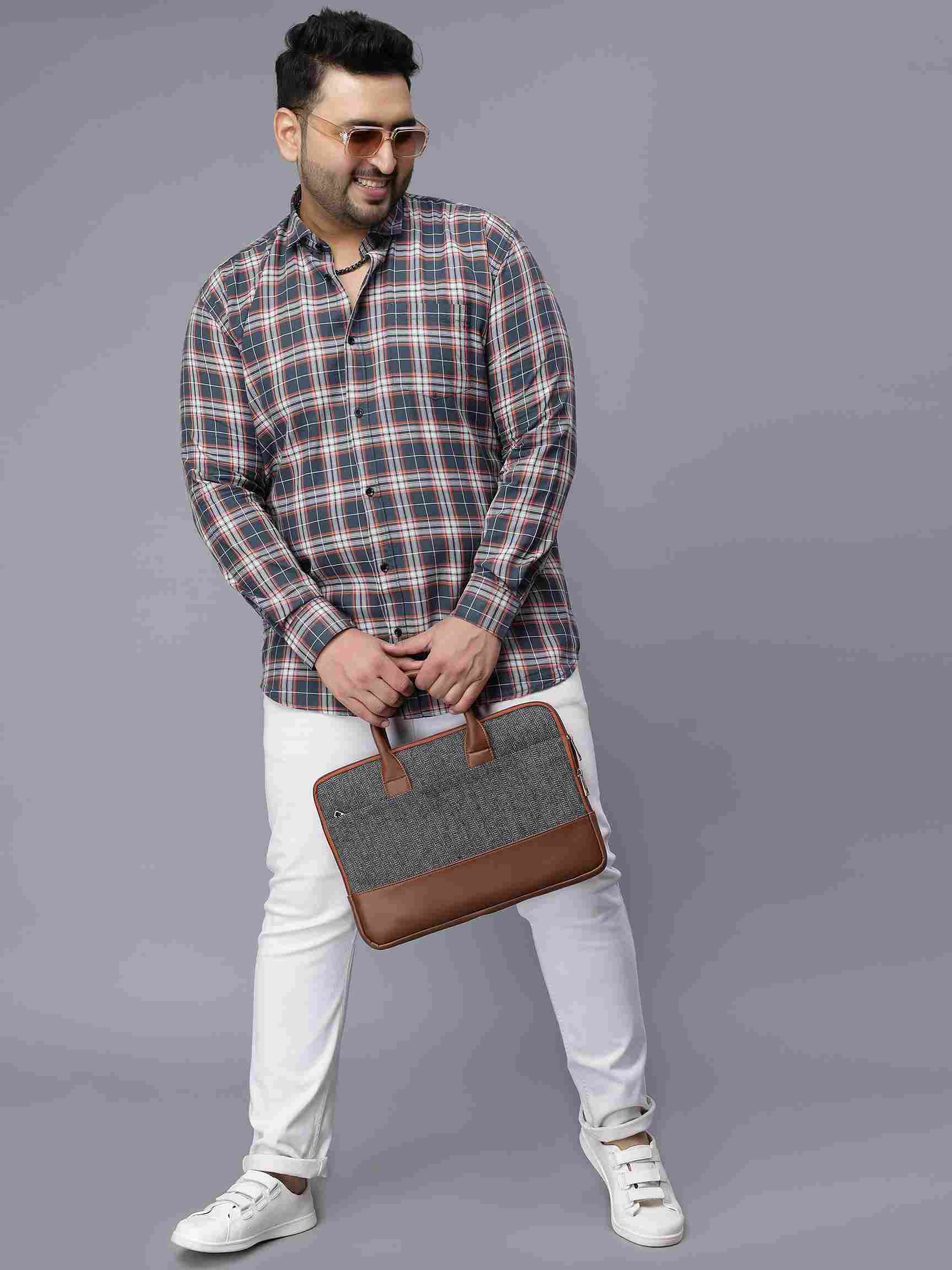 Ink Blue Checkered Plus Size Shirt - Image 2
