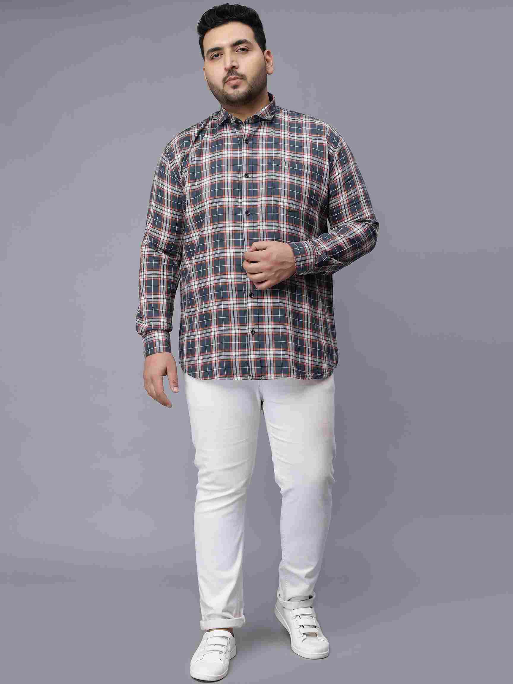 Ink Blue Checkered Plus Size Shirt - Image 3