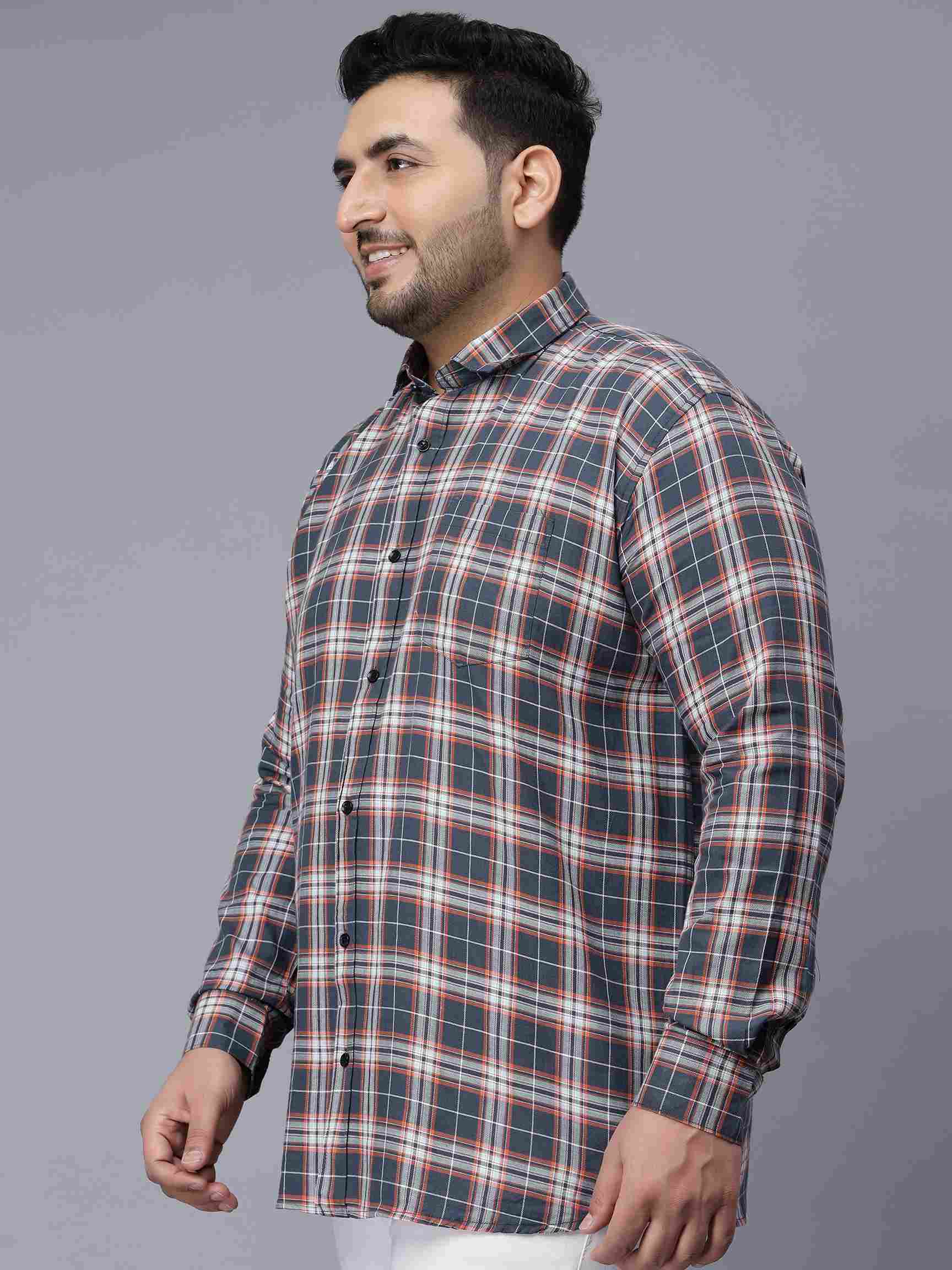 Ink Blue Checkered Plus Size Shirt - Image 4