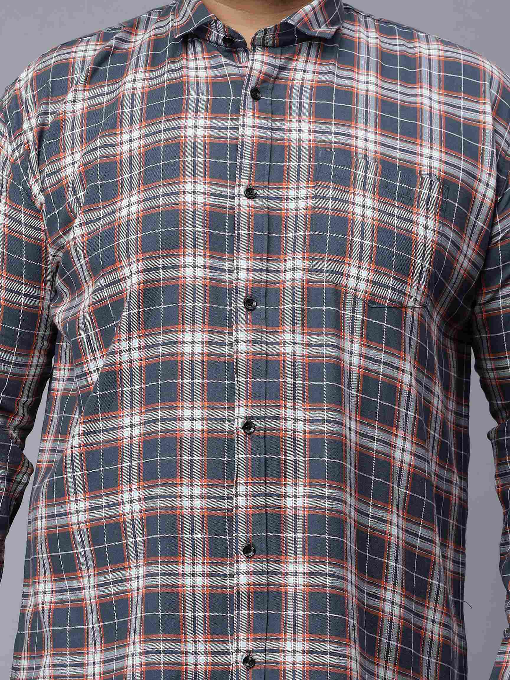 Ink Blue Checkered Plus Size Shirt - Image 5