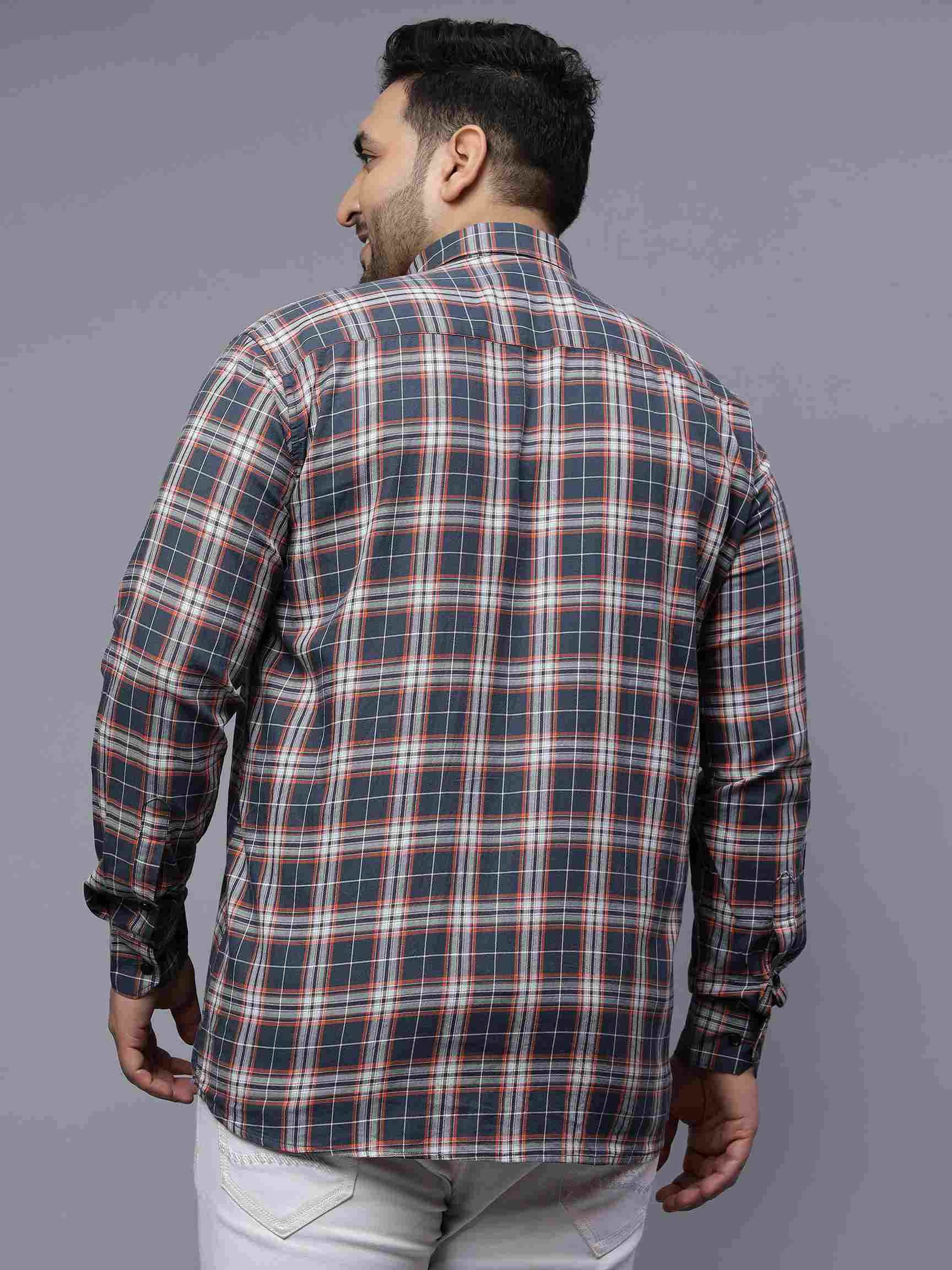 Ink Blue Checkered Plus Size Shirt - Image 6