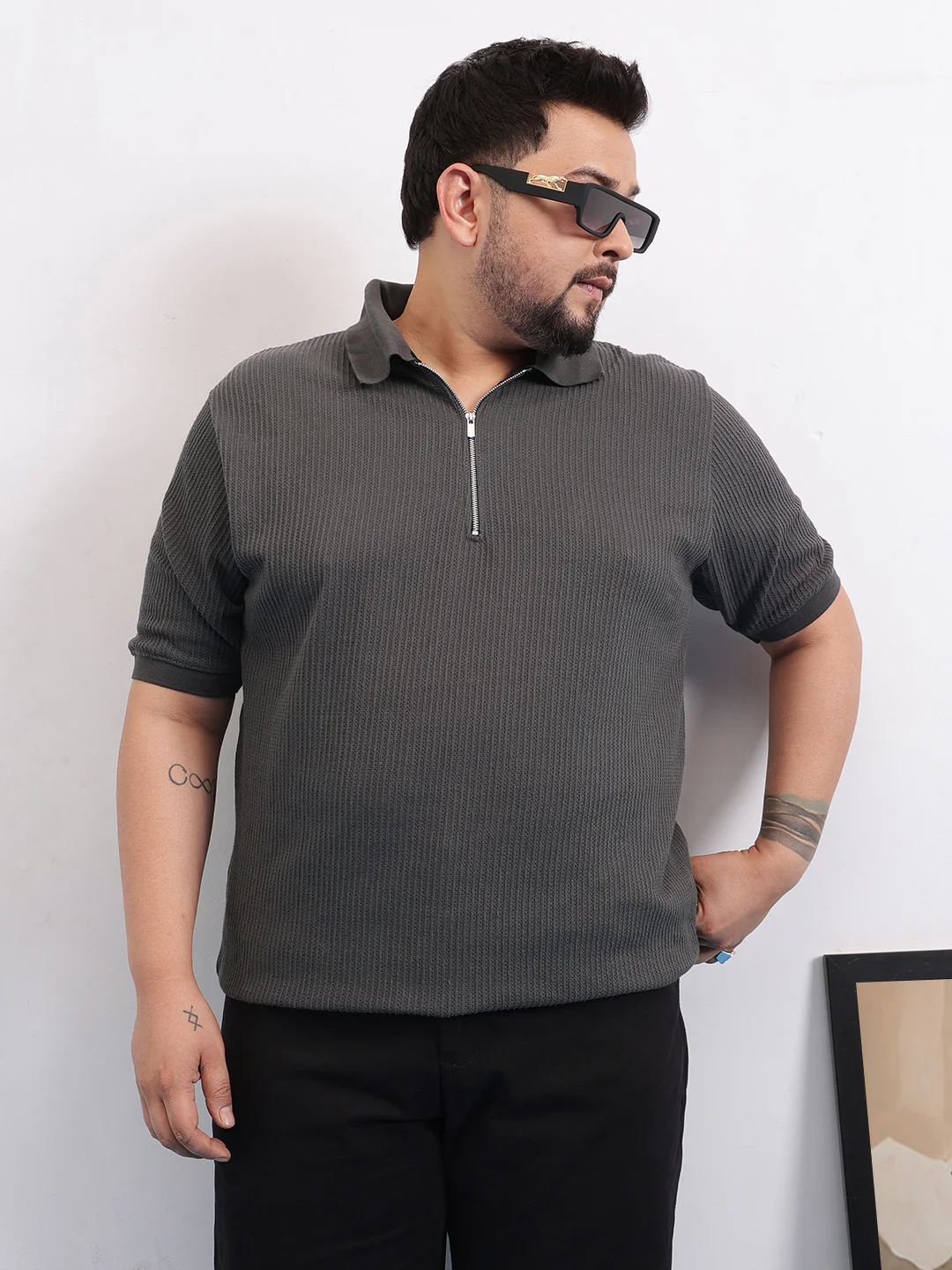 Interlock Zipper Knitted Polo T-shirt - Image 7