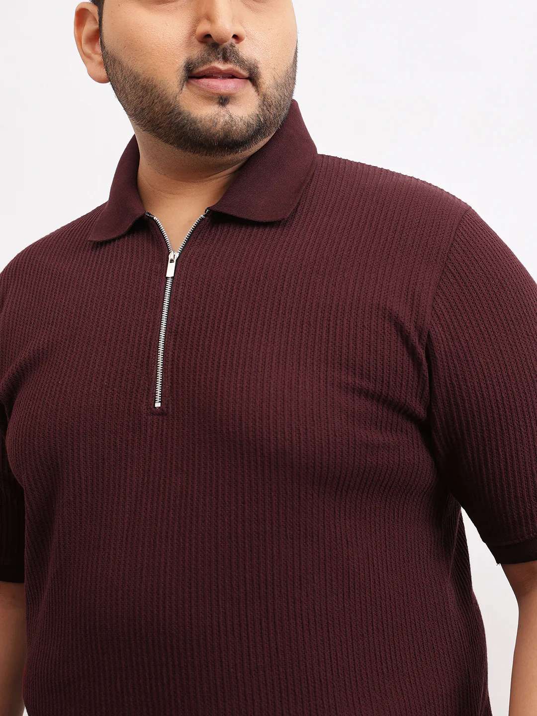 Interlock Zipper Knitted Polo T-shirt - Image 3