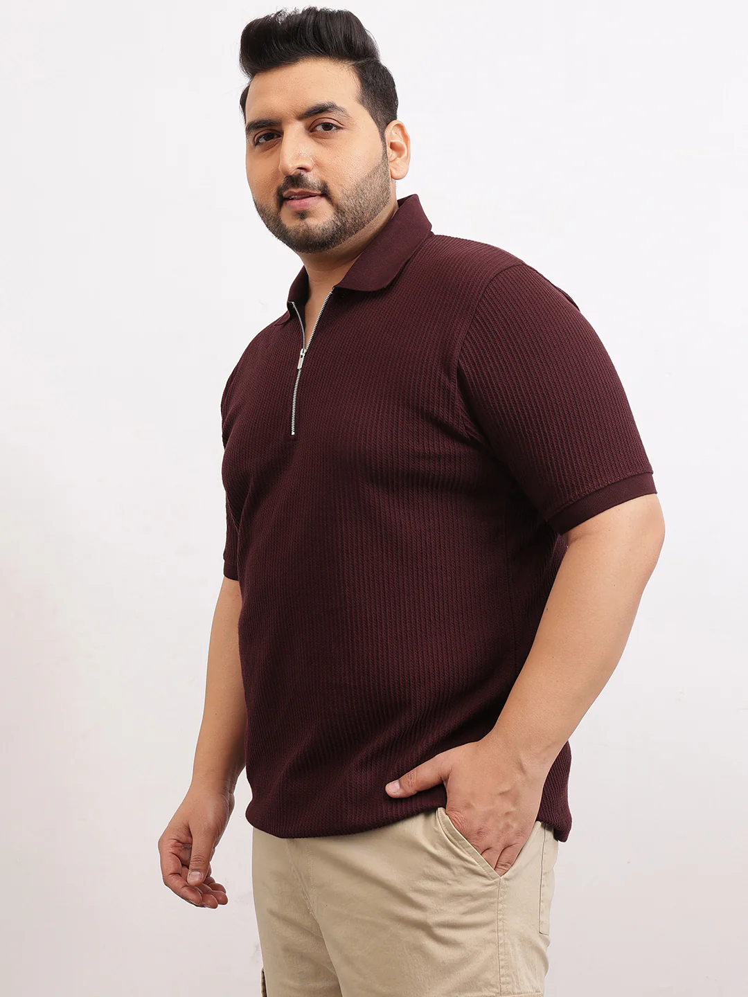 Interlock Zipper Knitted Polo T-shirt - Image 4