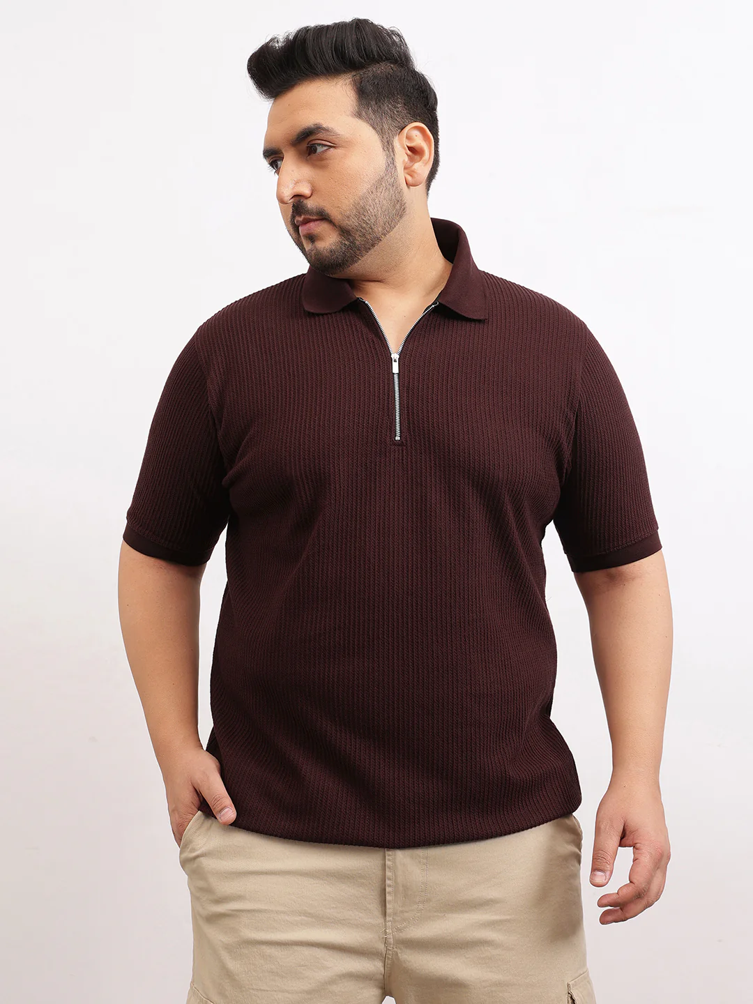 Interlock Zipper Knitted Polo T-shirt - Image 6