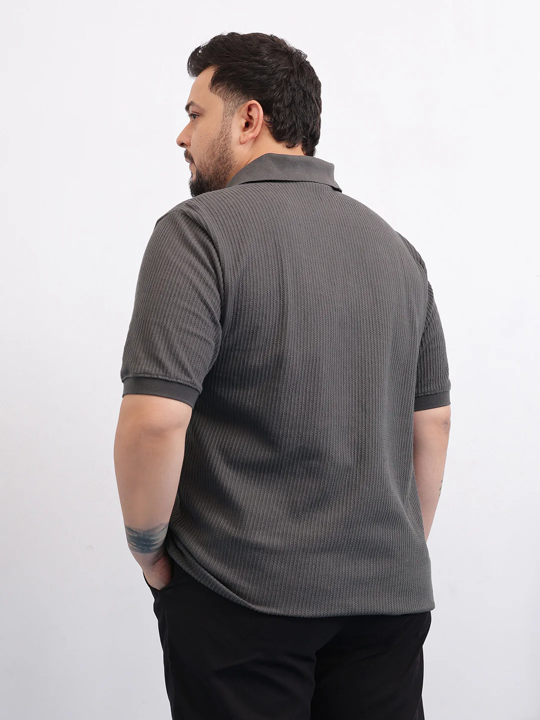 Interlock Zipper Knitted Polo T-shirt - Image 12