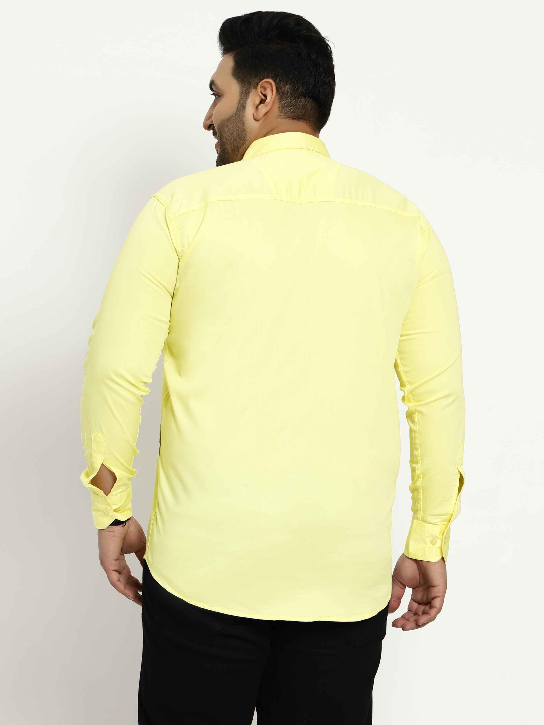 Lemon Yellow White Grey Cut n Sew Plus Size Shirt - Image 3