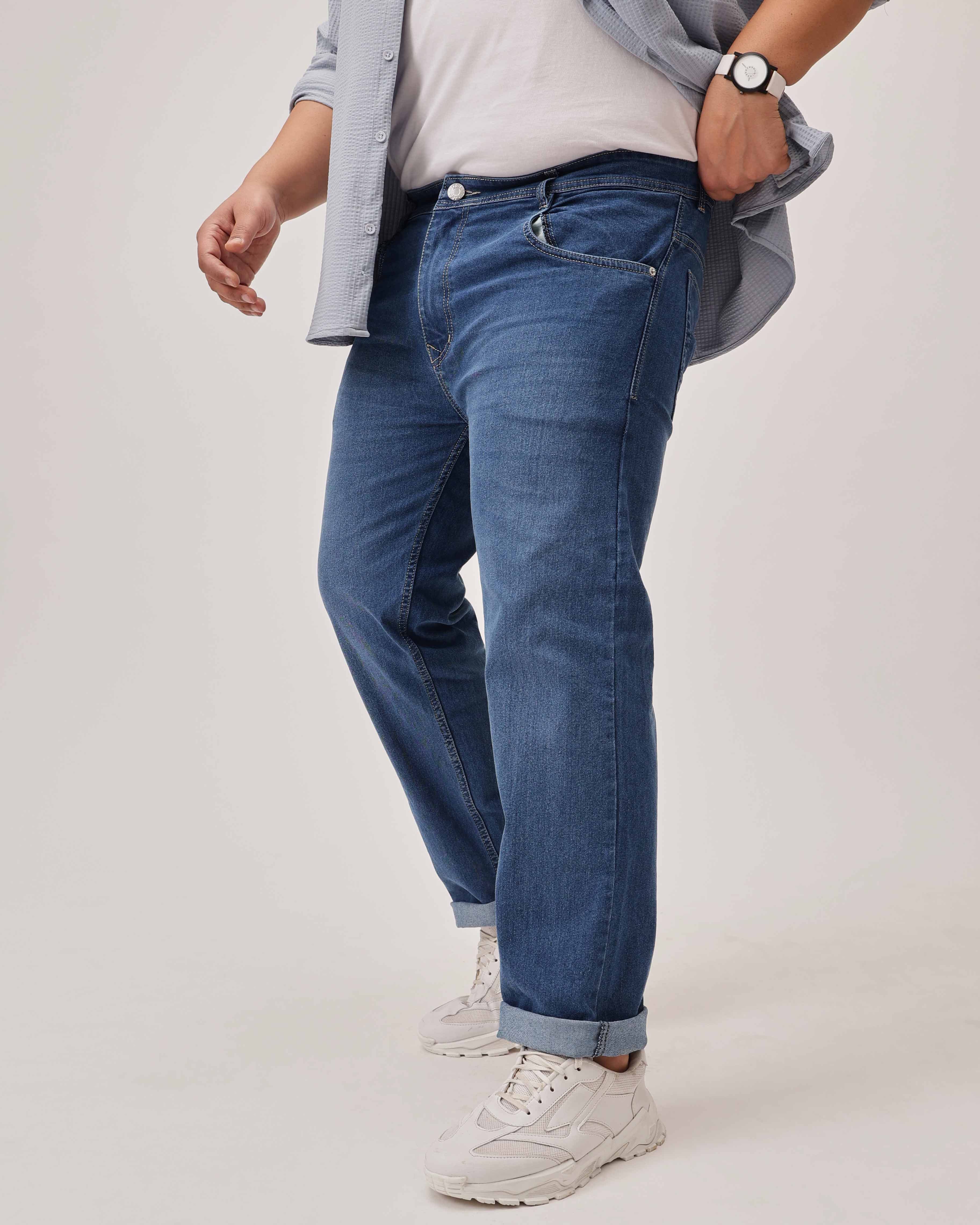 Light Blue Strectable Cotton Plus Size Jeans - Image 2