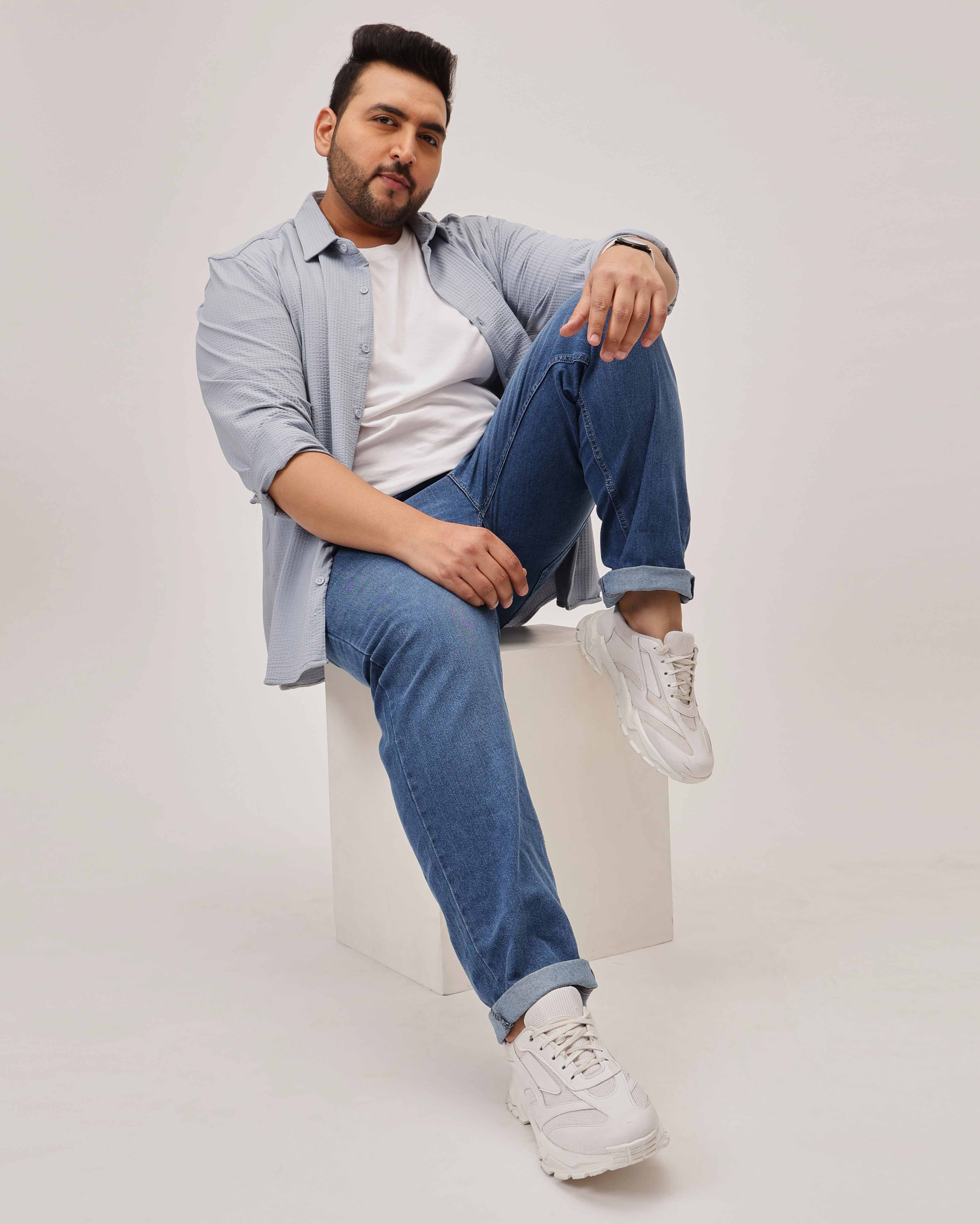 Light Blue Strectable Cotton Plus Size Jeans - Image 3