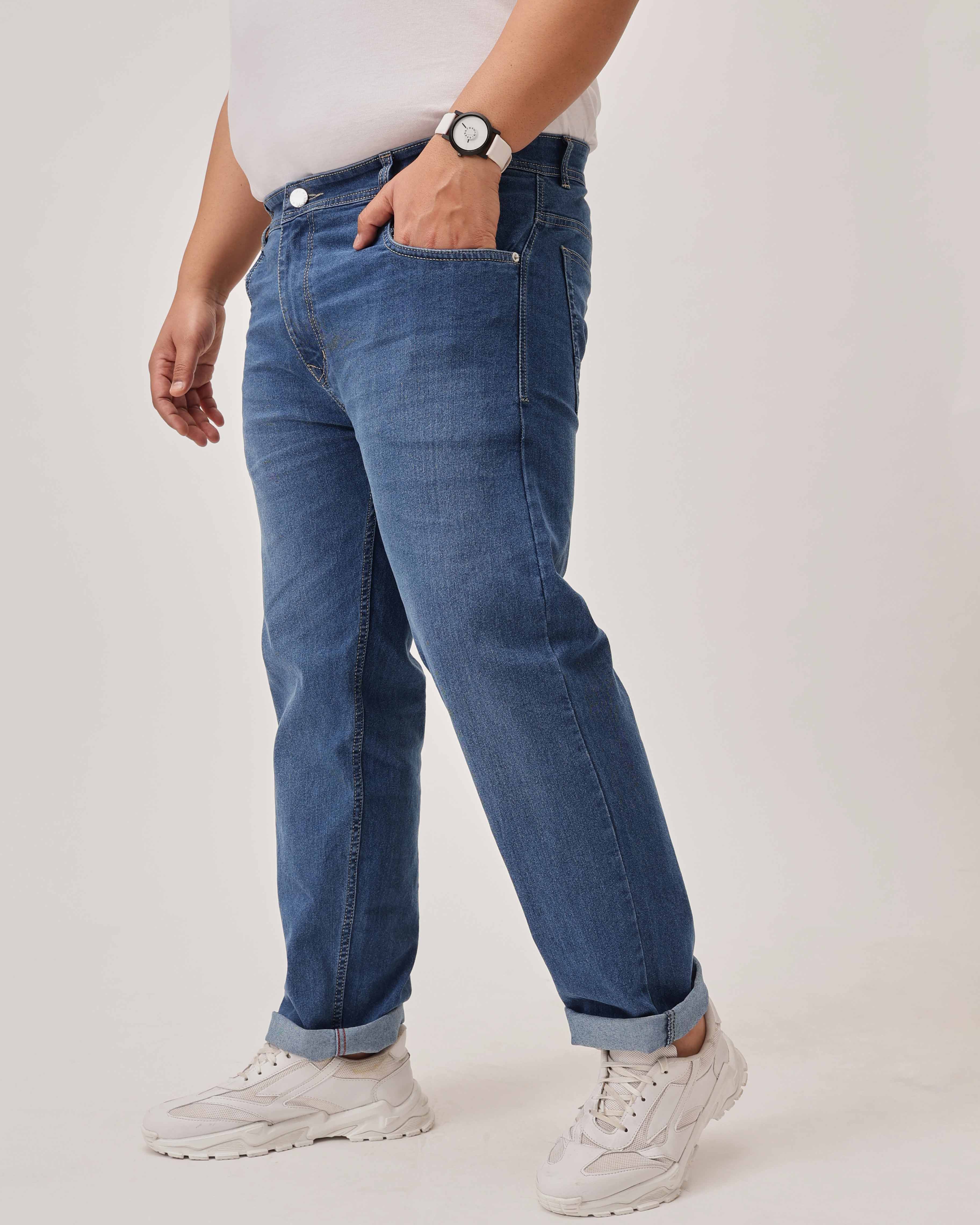 Light Blue Strectable Cotton Plus Size Jeans - Image 4